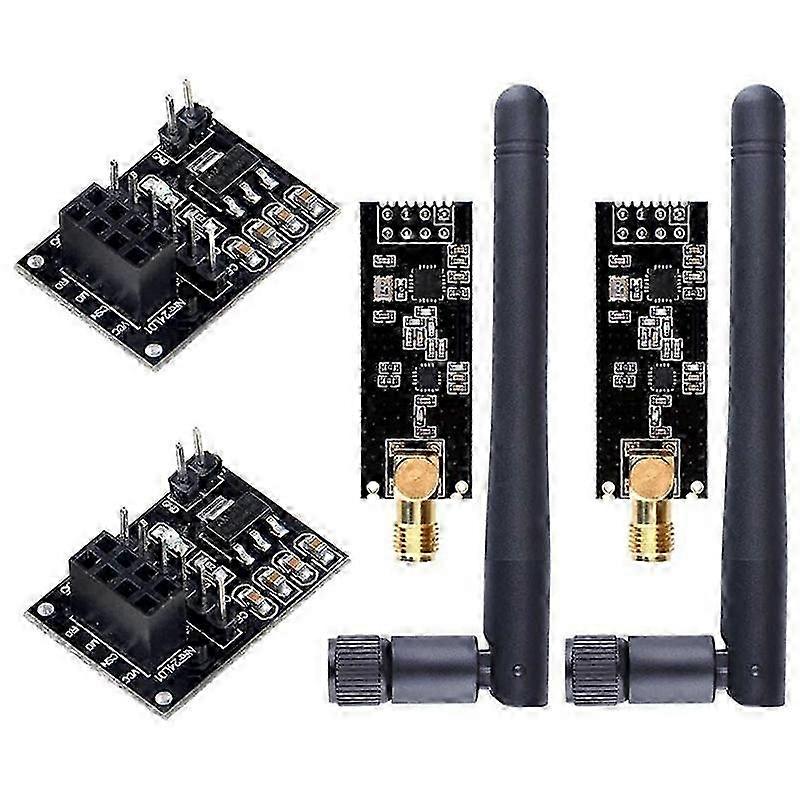 2-teiliges NRF24L01+PA+LNA HF-Transceiver-Modul mit SMA-Anschluss, 2,4 GHz, 1100 m Reichweite - Kompatibel mit Arduino