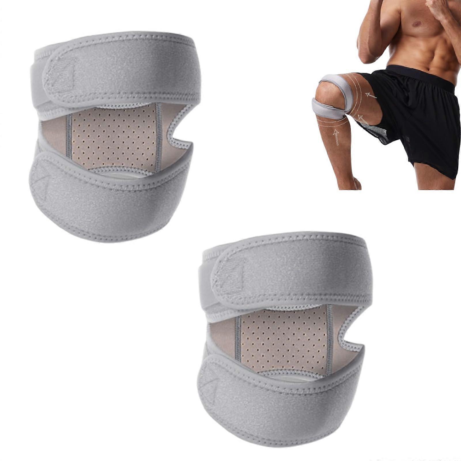 Grunsguru Knee Stabilizer for Men and Women, 3D Breathable Gray Fabric, Adjustable Support for Comfort and Stability