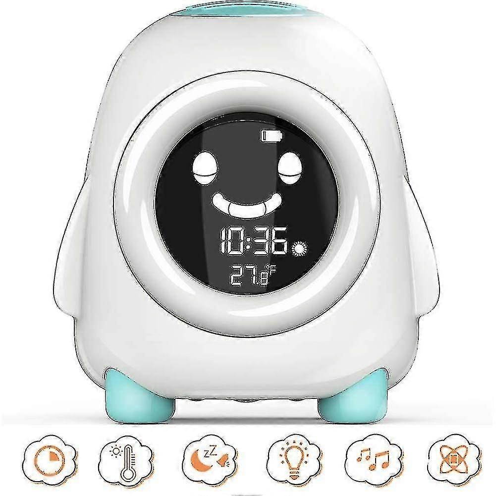 Childrens Sleep Training Alarm Clock - Wake Up Clock Night Light Timer Thermometer For Kids
