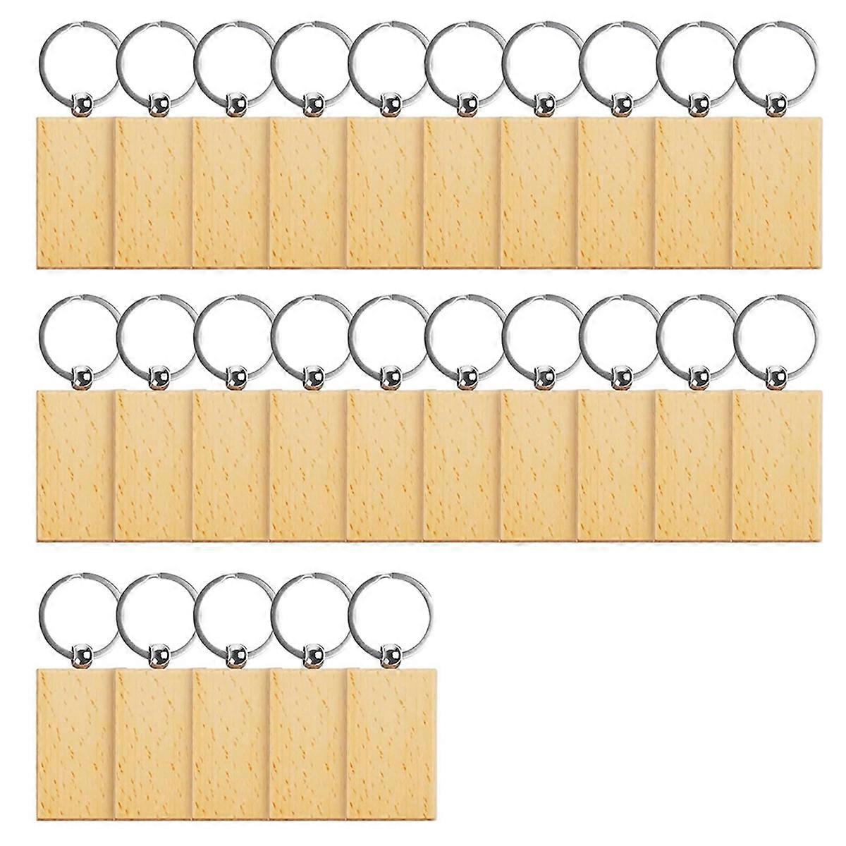 25Pcs Wooden Keychain Blanks Wood Keychain