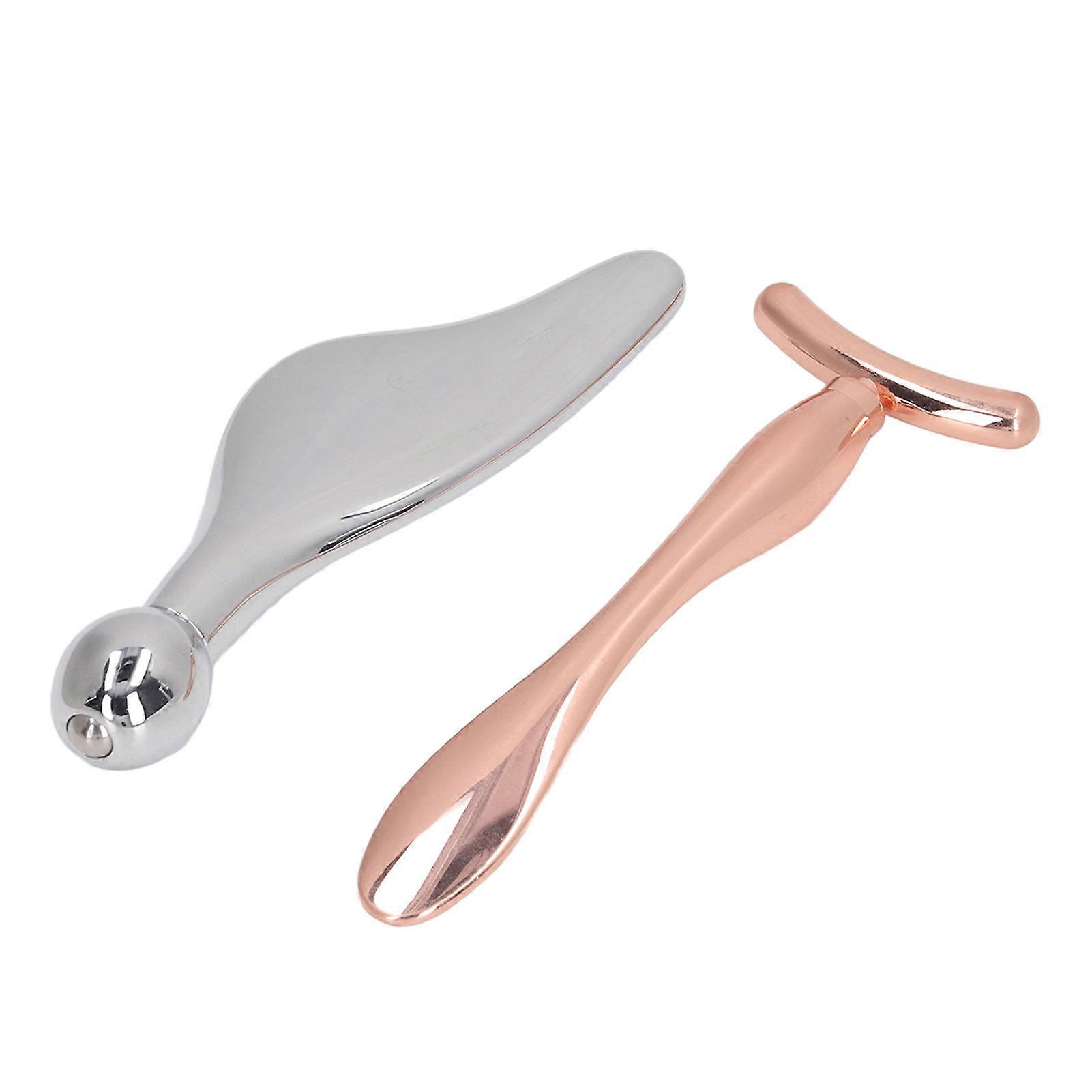 2pcs Metal Face Roller Set Zinc Alloy Facial Roller Massager Kit for Eye Skin Lift Massage