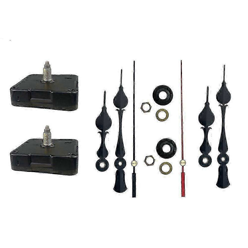 2 Pieces High Torque Long Shaft Clock Movement Mechanism with 2 Pairs Of Clock Repair Parts Replacement