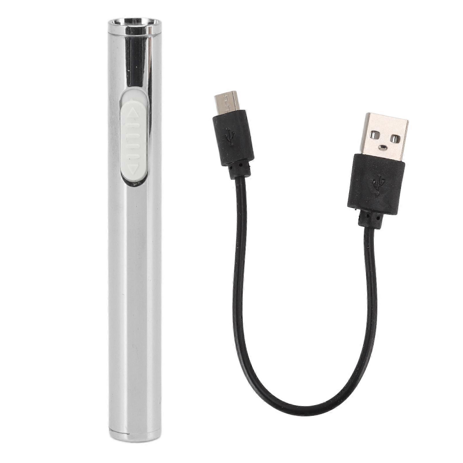 Cigarette Silver Mini Rechargeable Windproof Cigarette Shaped Electric Lighter for Daily Camping