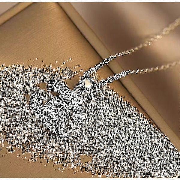 Cc Pendant with Necklace High Quality Temperament Pendant with Necklace Simple and Versatile Silver