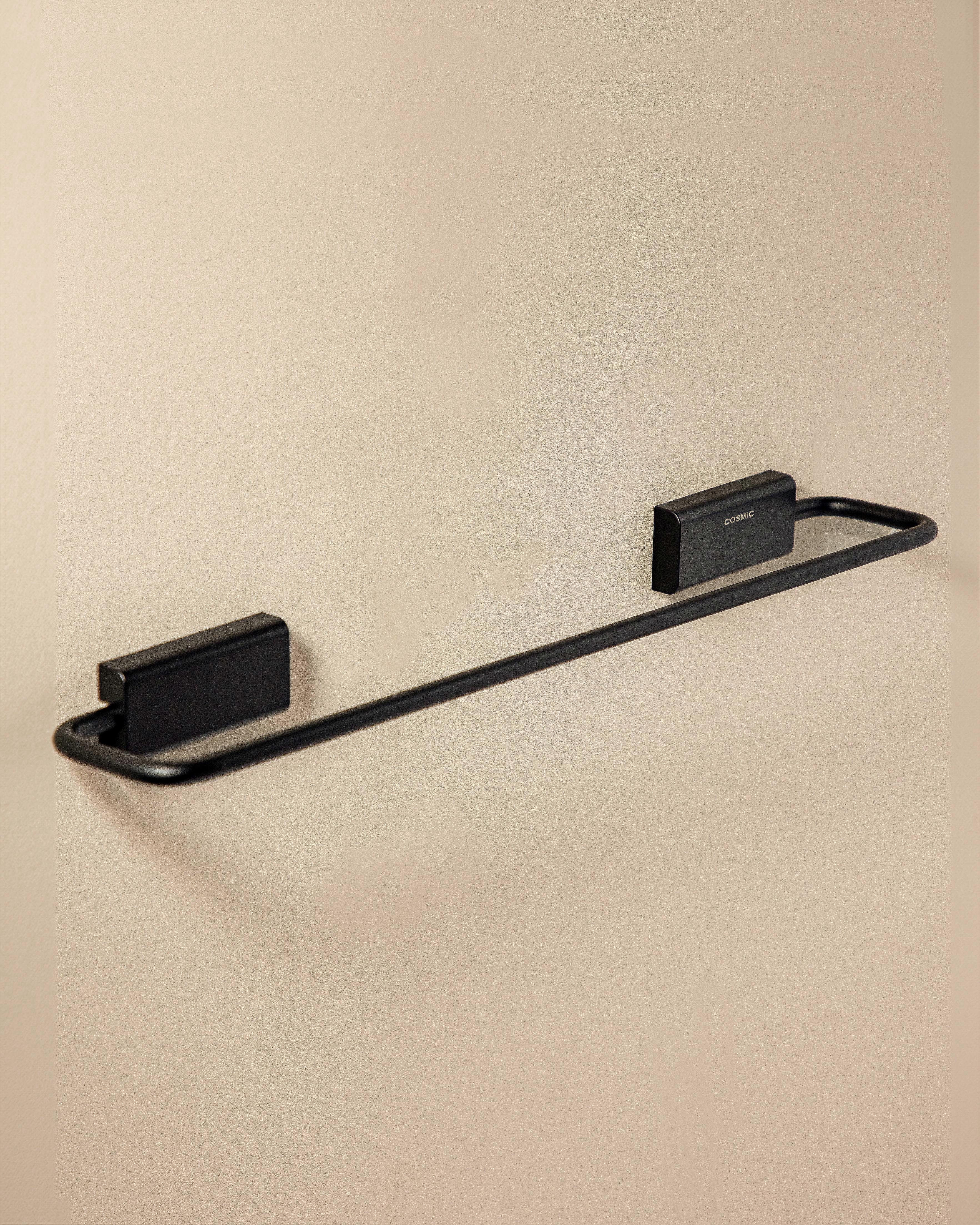 COSMIC Towel Rail, 40cm, Screw-in or Self-adhesive, Matt Black, NEXT Collection