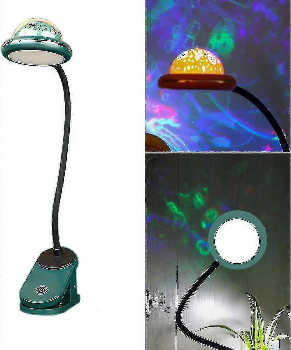 Lampe à pince pour enfants, lampe de lecture à pince à LED rechargeable USB tactile à intensité variable, veilleuse à clip étoile (grn)-w