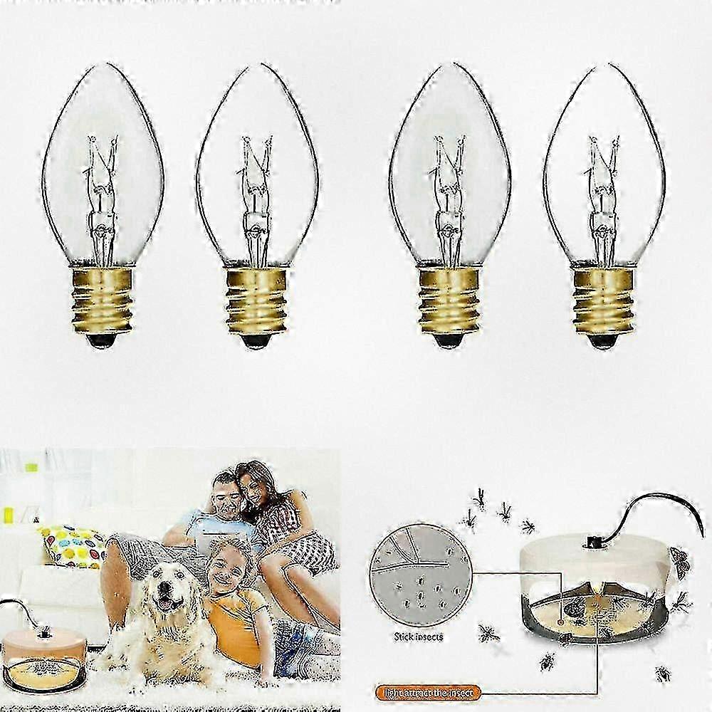 4pcs E12 7w Replacement Light Bulbs Suitable for Sticky Dome Flea Trap Killer