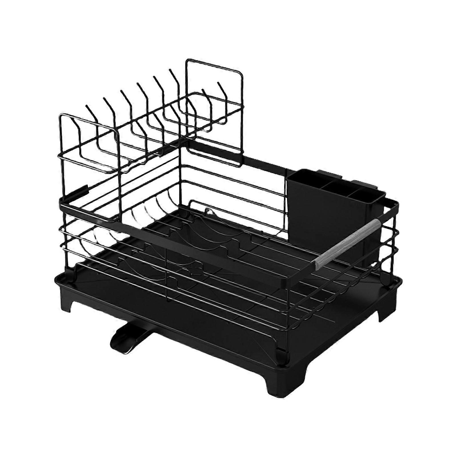 Rustproof Dish Rack For Utensils and Plates Drying Space Optimization Solution Easy Assembly Plates Bowls Organizer  Black