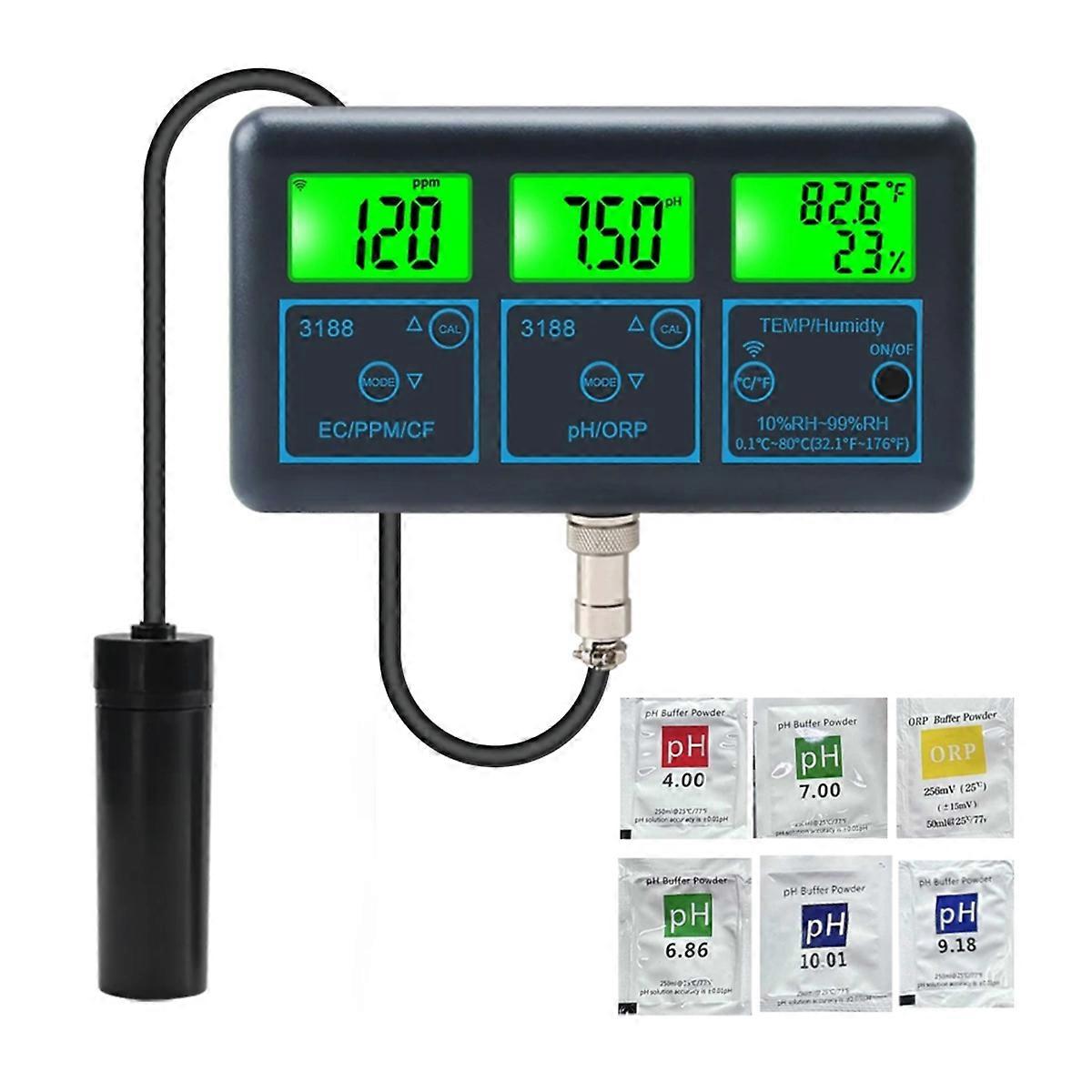 WiFi Tuya Smart Monitor Fish Tank Aquarium SPA Pool Online Water Quality Meter PH ORP EC PPM Humidi