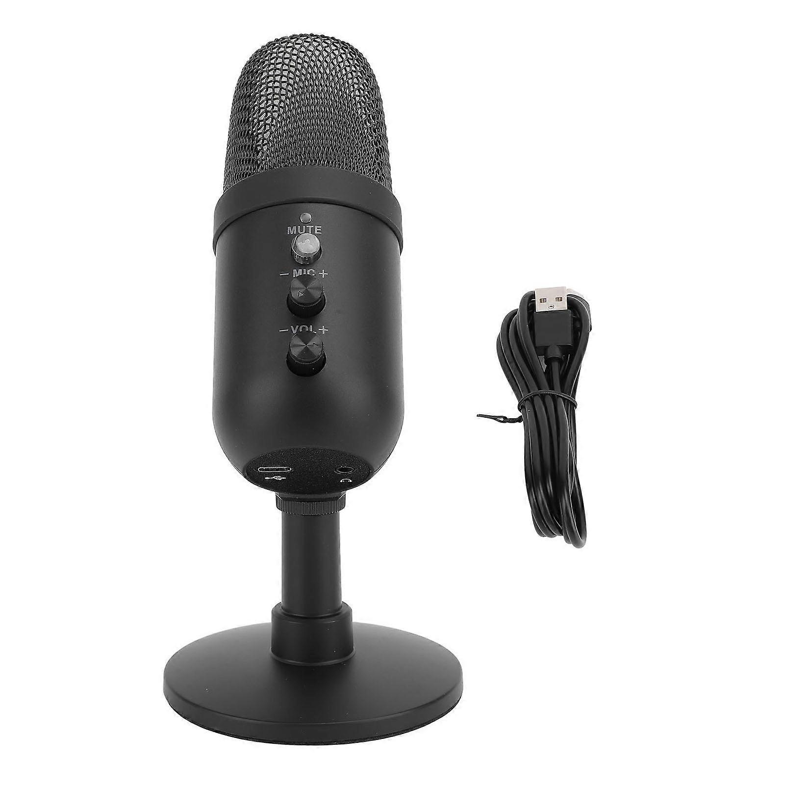 Gaming Microphone for Podcasting Video Streaming USB PC Condenser Mic with Quick Mute Light Shock Mount Rotating Gain Key