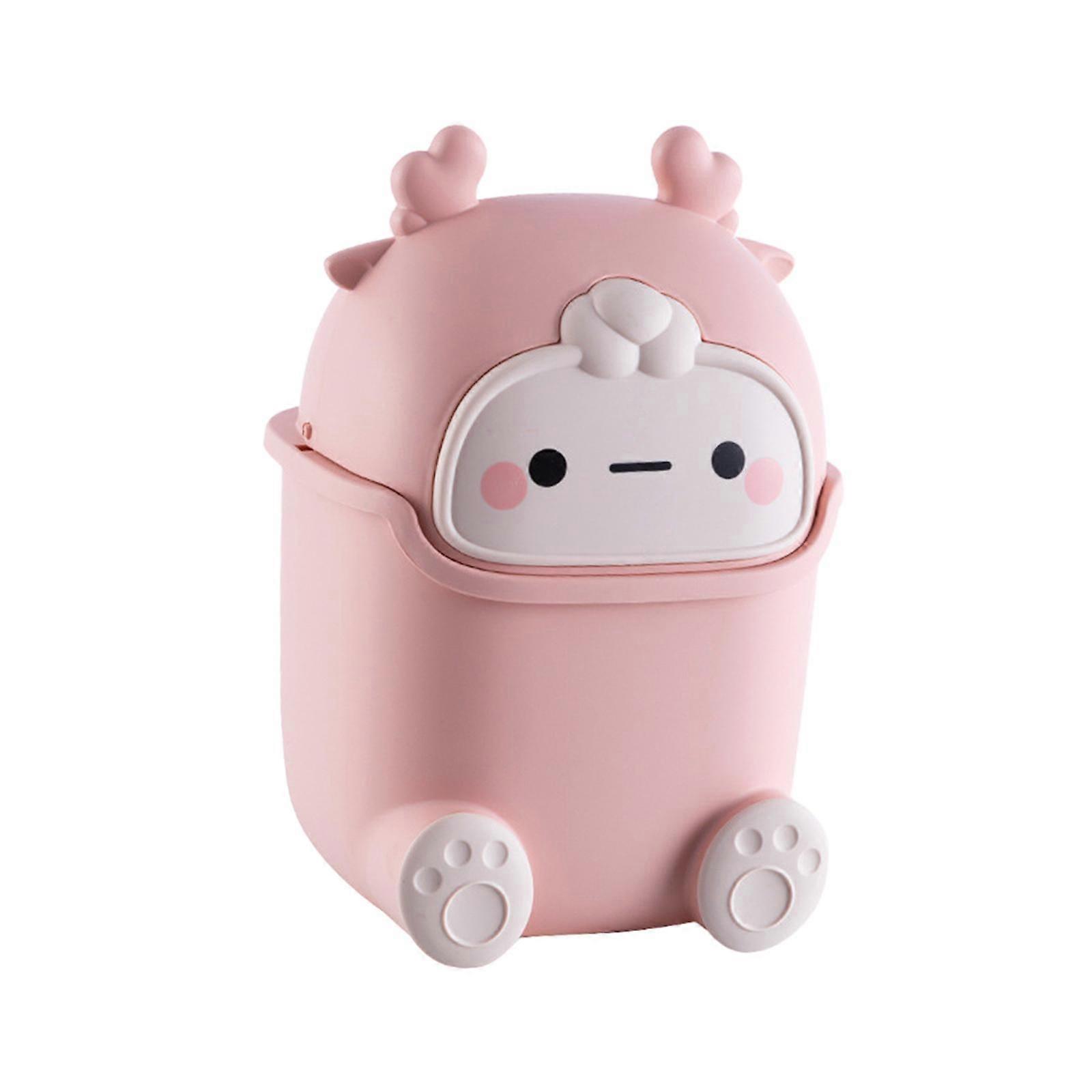 Liten Skrivbord Papperskorg Papperskorg Tecknad Utseende Avtagbart lock