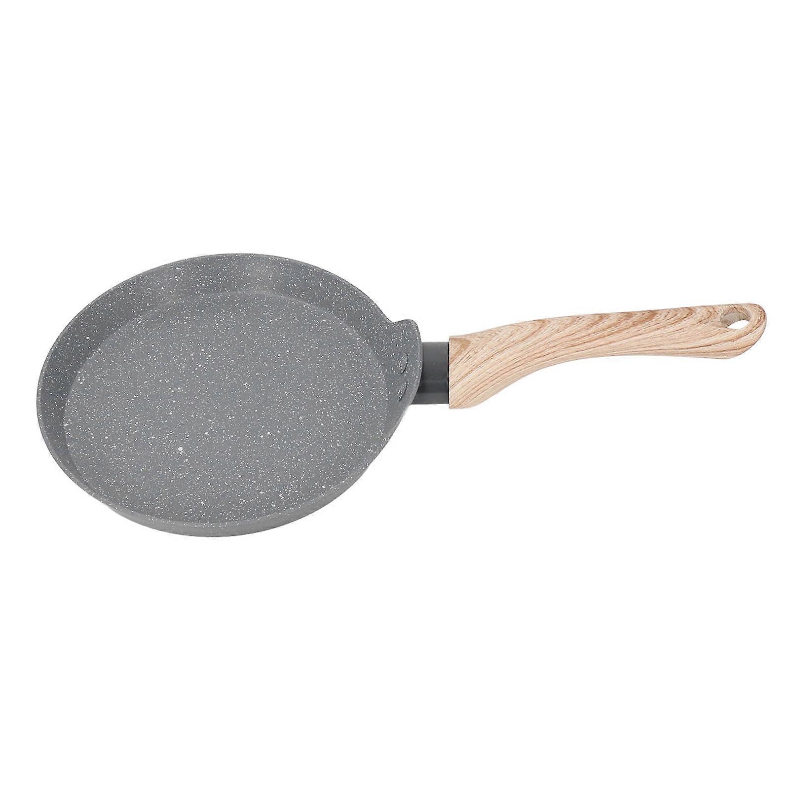 Medium Grey Frying Pan 22x16.5x2cm Wood Handle Nonstick Skillet