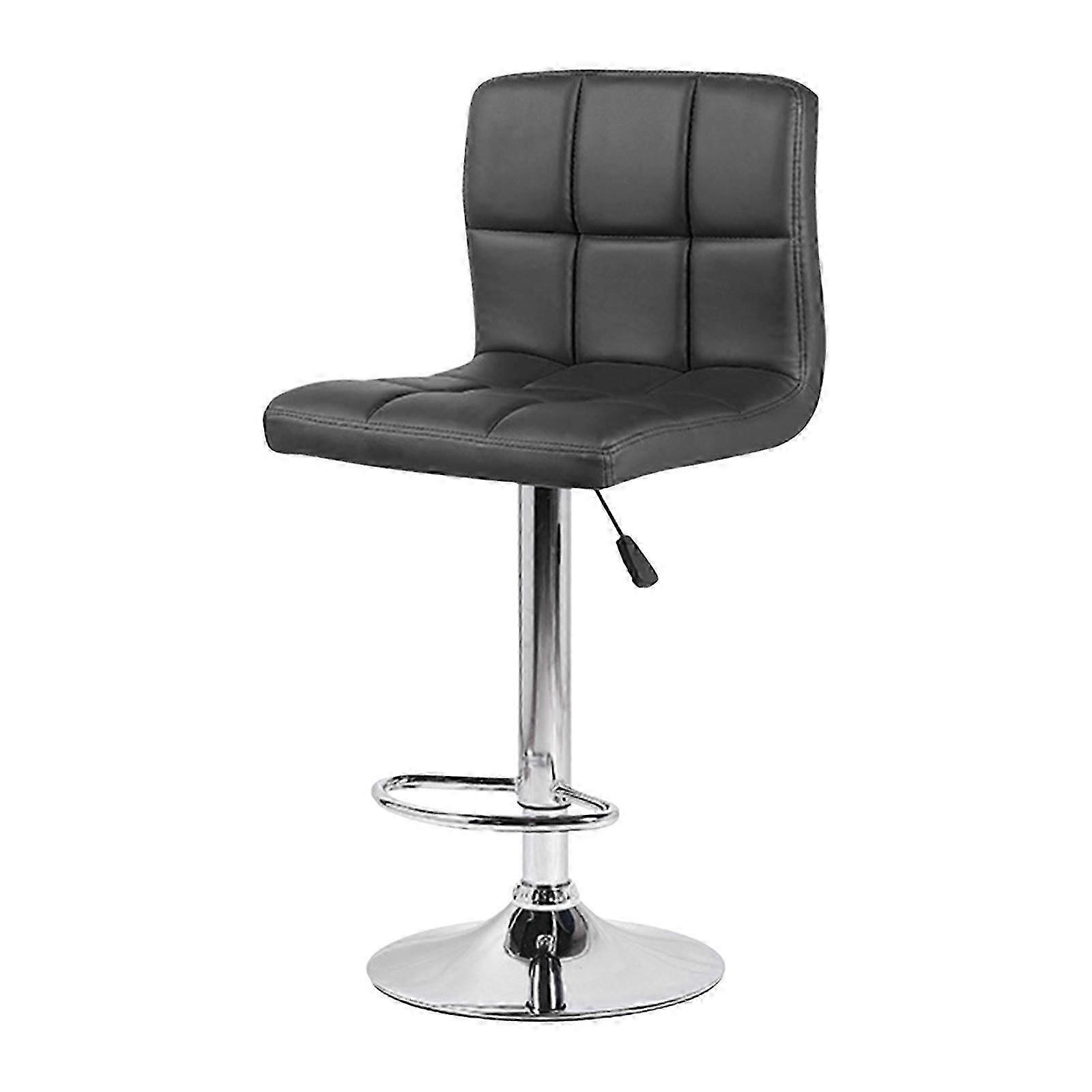 כיסא בר ללא זרועות מתכוונן לגובה עם עיצוב מסתובב של משענת רגליים בשחור