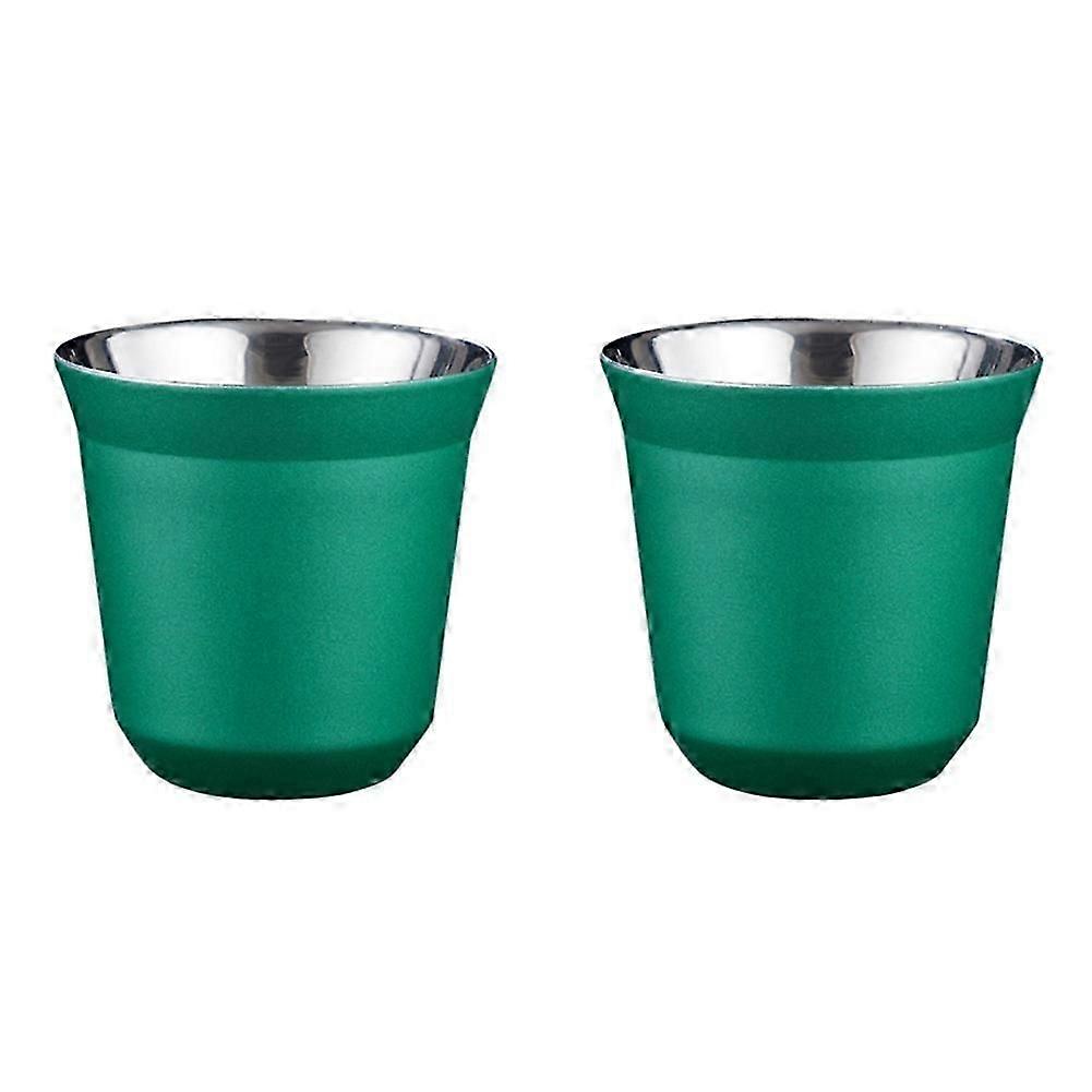 2X 80Ml Double Wall Stainless Steel Espresso Cup Insulation for Pixie Coffee Cup Capsule Shape Coff