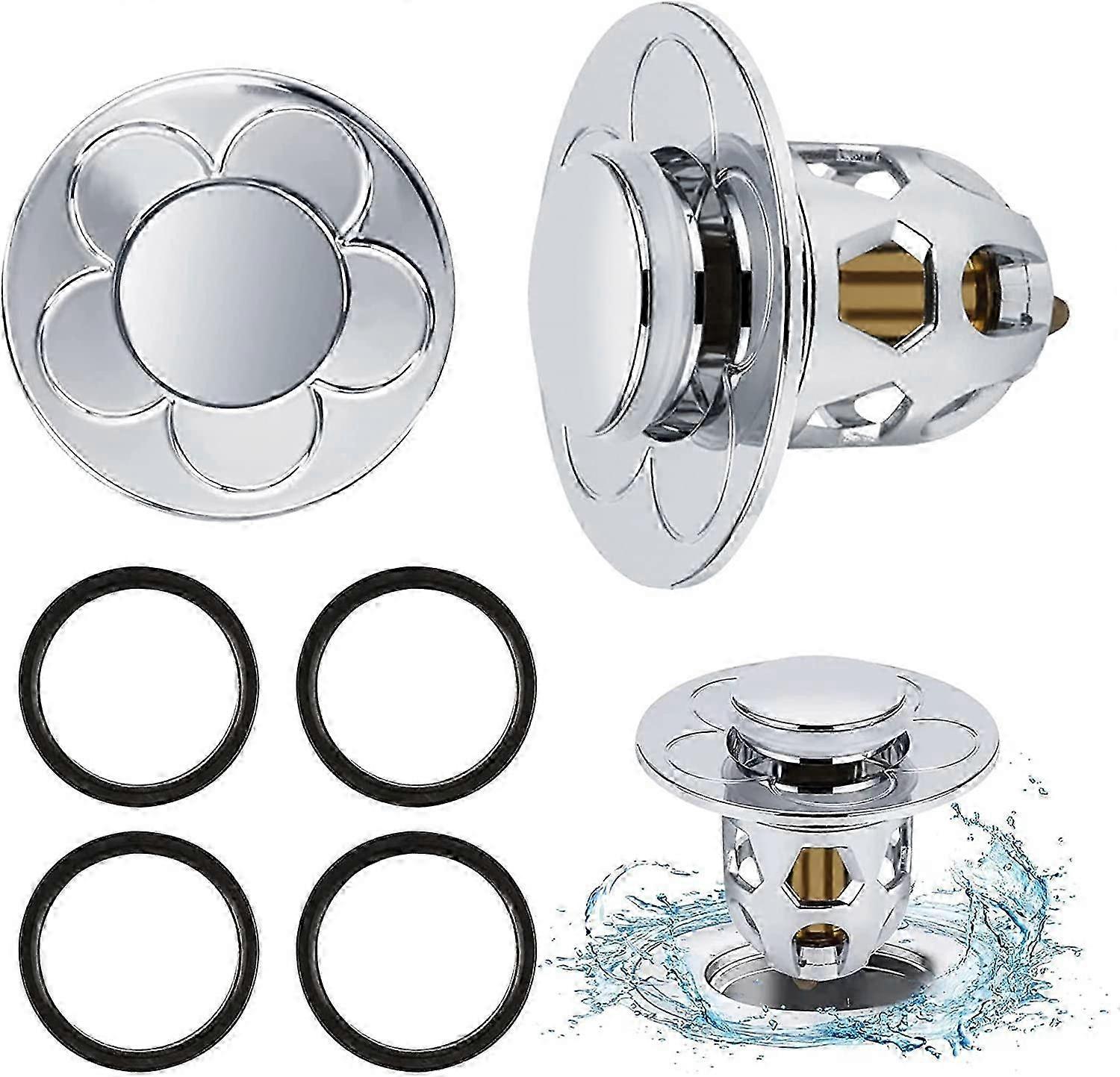 2 Pcs Universal Pop-Up Sink Drain with Anti-Clogging Filter, Kitchen & Bath Stopper (2024)