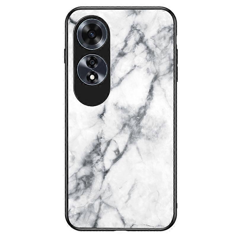 For Oppo A60 4G Case TPU Frame Tempered Glass+PC Back Cover Marble Pattern 