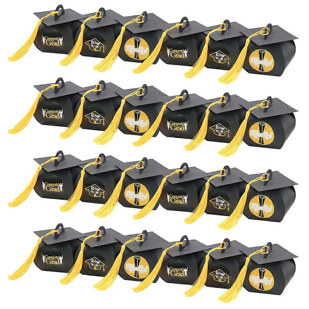 48pcs Graduation Candy Boxes with Stickers, Durable Bachelor Hat Design for Party Decoration and Celebration Wrapping