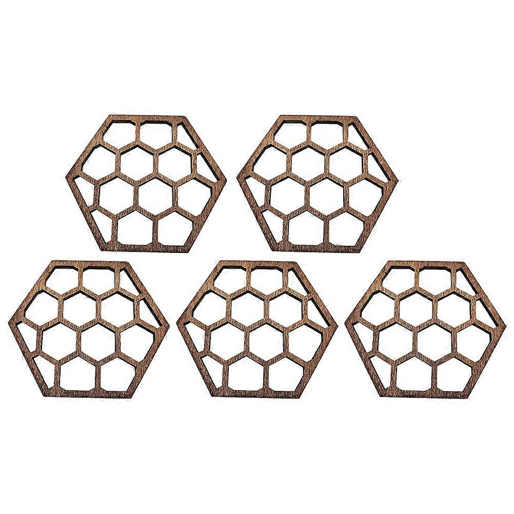 5Pcs Wooden Coasters Dining Mats Tableware Decorative Handicraft