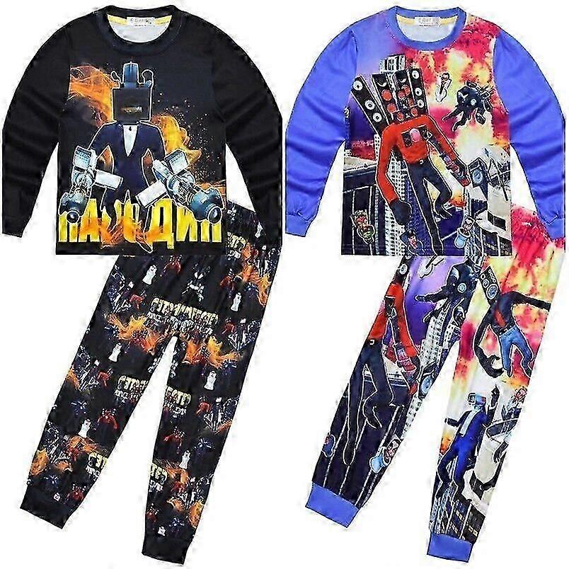 ילדים Skibidi שירותים טלוויזיה גבר פיג'מה למעלה חולצת טריקו מכנסיים סט בגדי לילה zZ