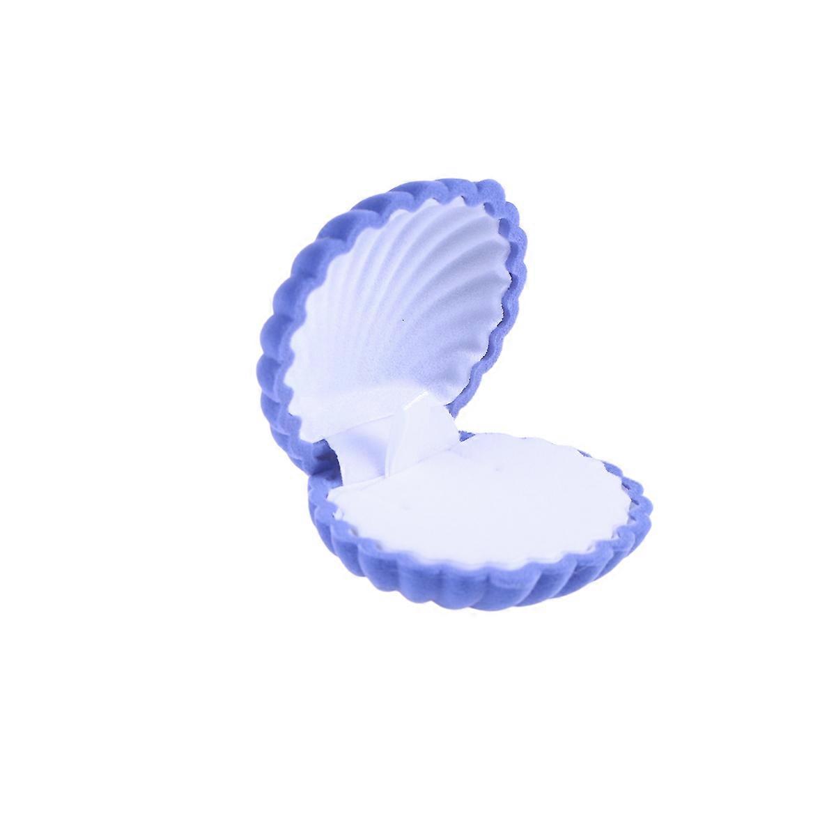 Cute Jewelry Box Shell Shape Wedding Engagement present Box Holder 5.50X6.00X2.70CM Flocking Fabric 1Pack