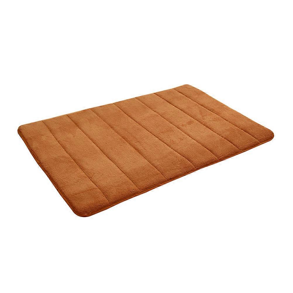 Bathroom Rugs Non Slip Memory Bath Mat Rectangular Coral Fleece Khaki 23.6 15.7 0.4in 1Pack