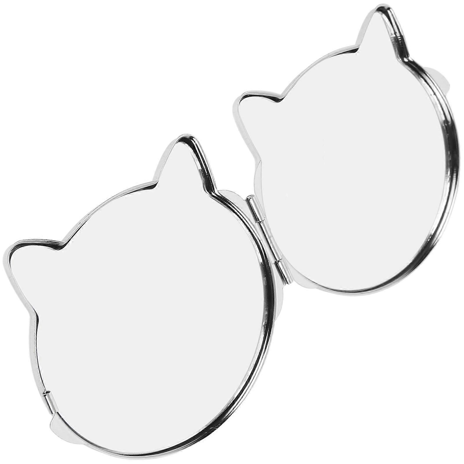 Cat Shaped Portable Makeup Mirror, Double Sided Lightweight Travel Accessory for Women with High Definition Surface for Makeup Application