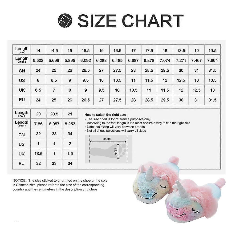 Kids Slippers Unicorn Shaped Home Shoes Indoor Wearing Warm Non Slip Plush EVA 1Pair