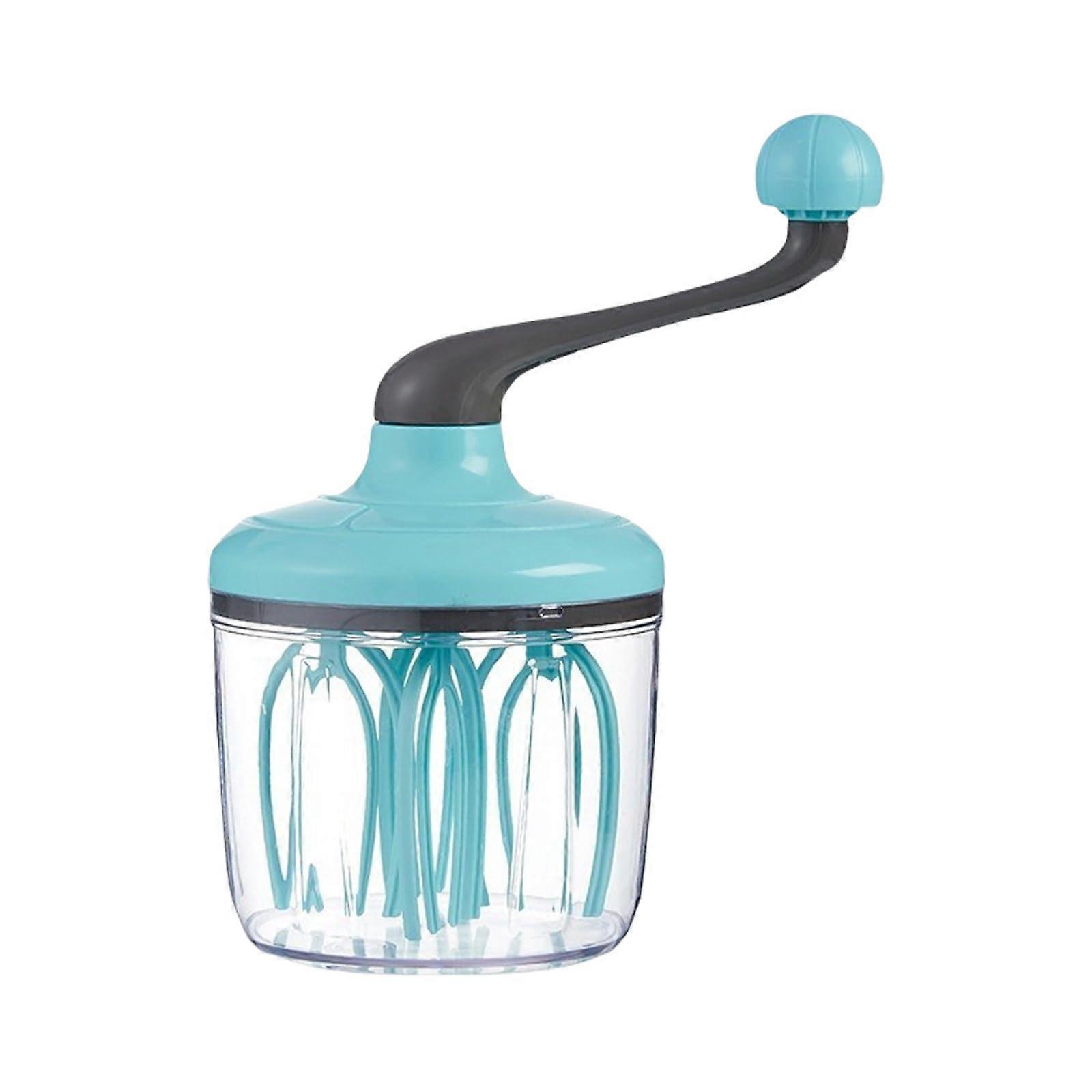 Practical egg beater hand crank egg whisk with mixing head, suitable for kitchen cooking and mixing green