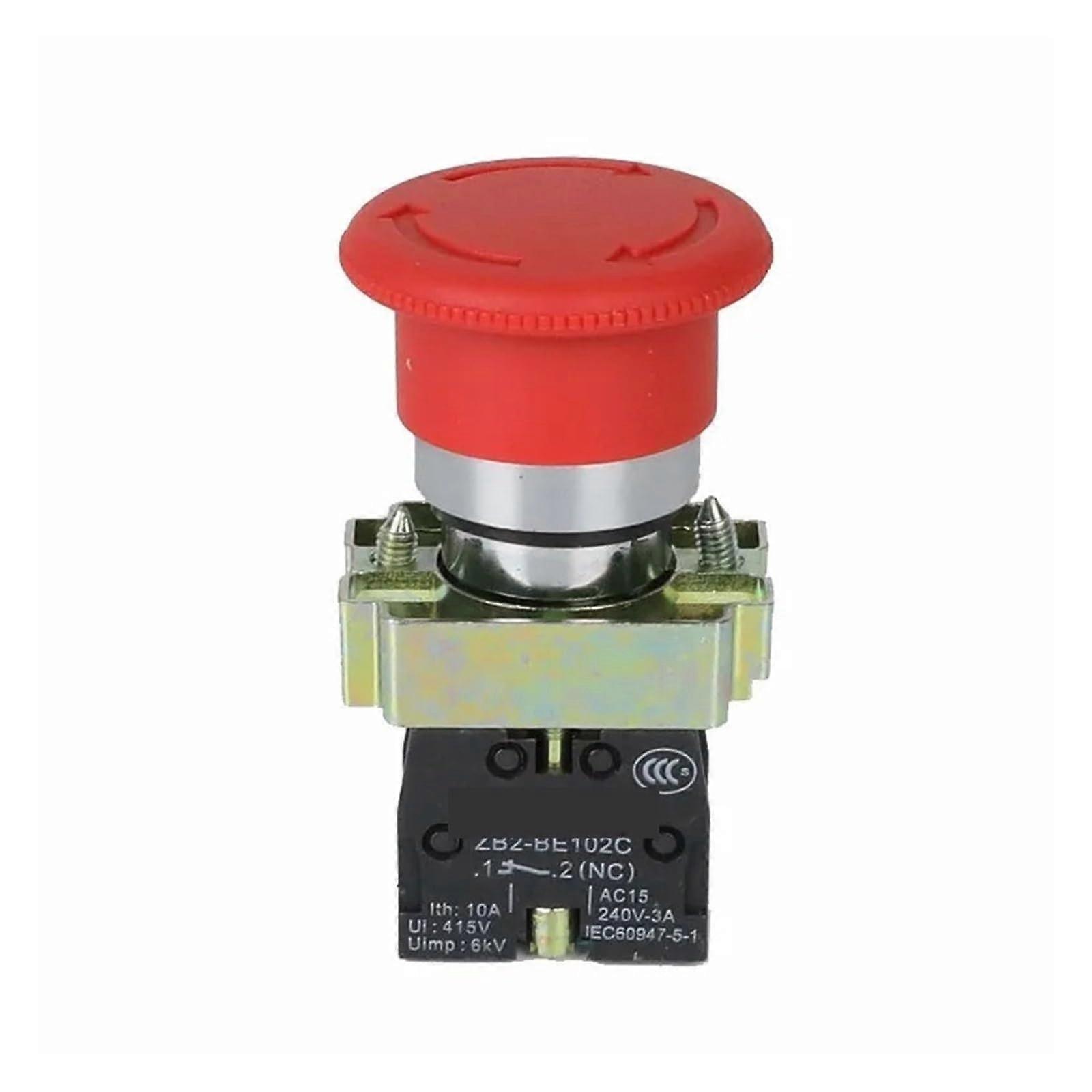 1 x NC Momentary Latching 22 mm XB2BS542 Red Mushroom Emergency Stop Push Button Switch Zb2be102 Equipment Lift Elevate (Locking) Locking Nc
