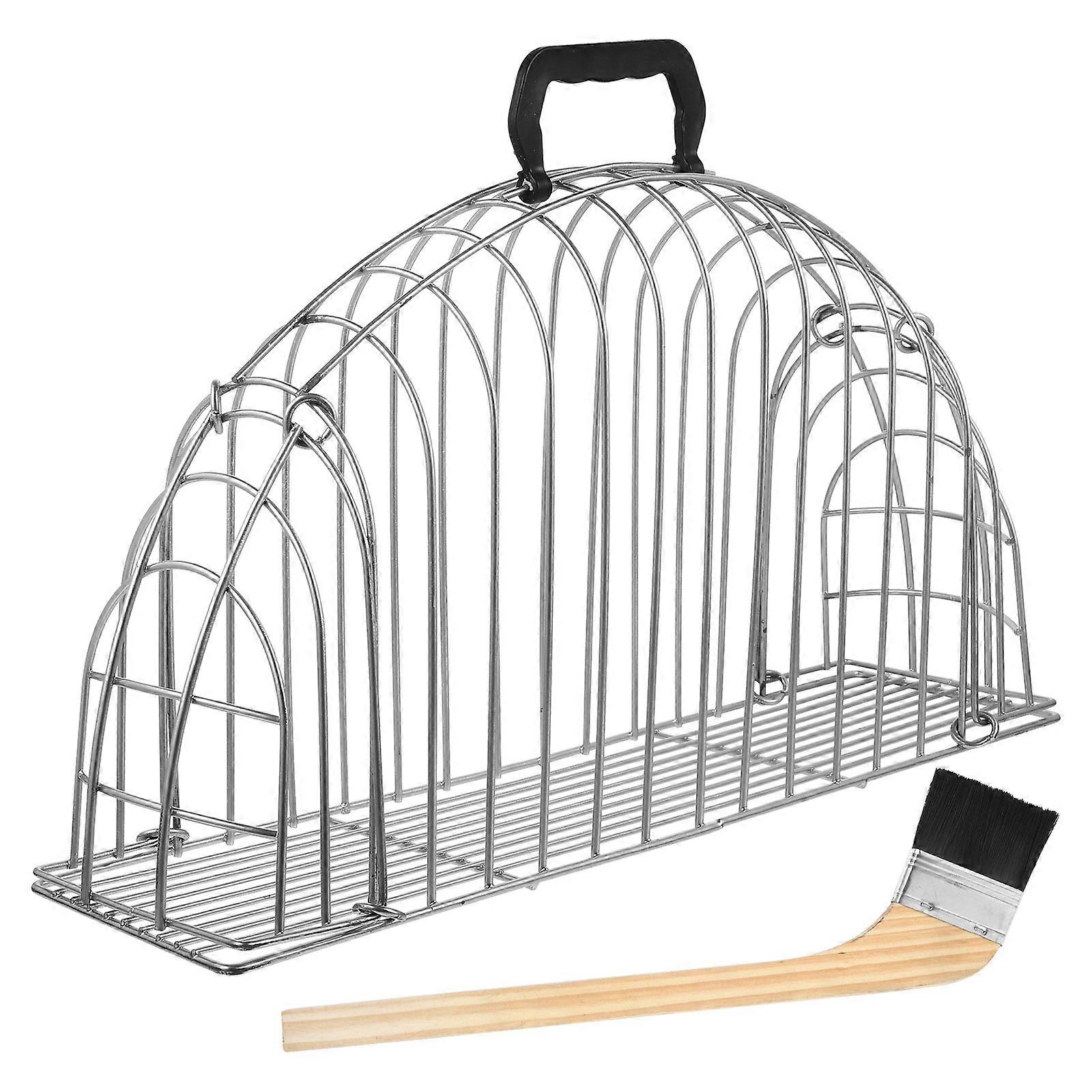 Durable Wear Resistant Cat Bathing Cage with Brush Metal Pet Shower Cage for Indoor Cats – Secure Escape Design, Portable Grooming Solution for