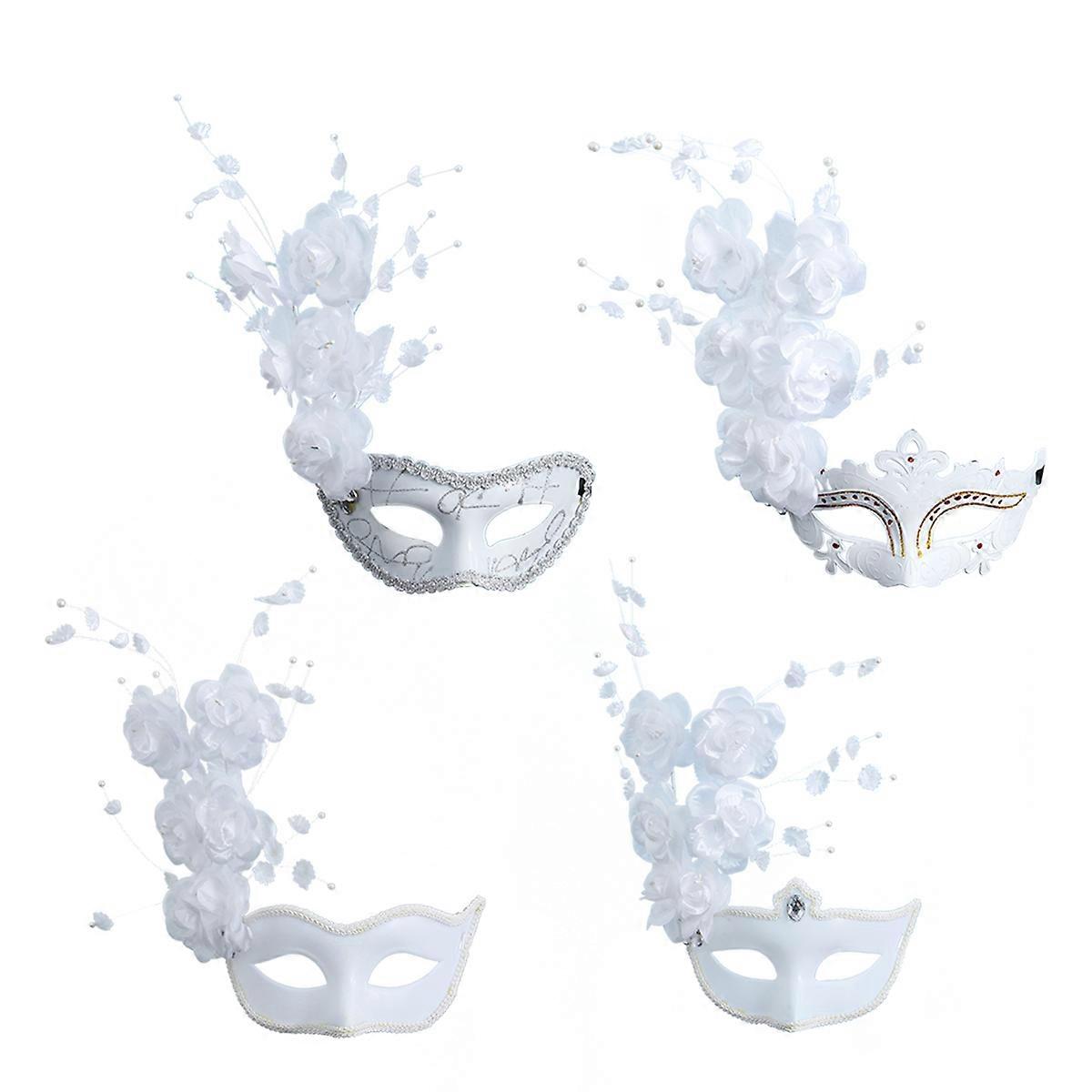 Masquerade Mask White Half Face Mask Costume Party Accessory for Lady 1Pack