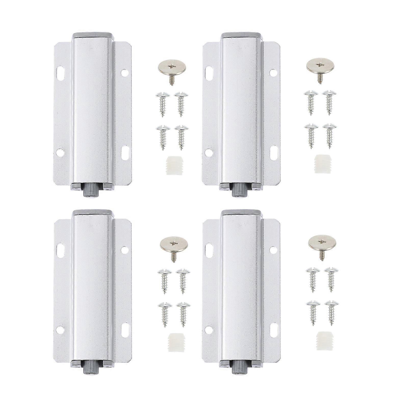 Furniture Door Rebounder Cabinet Door Hardware Damping Rectangular Simple Design Silver 14.1X4.4X1CM 4Set