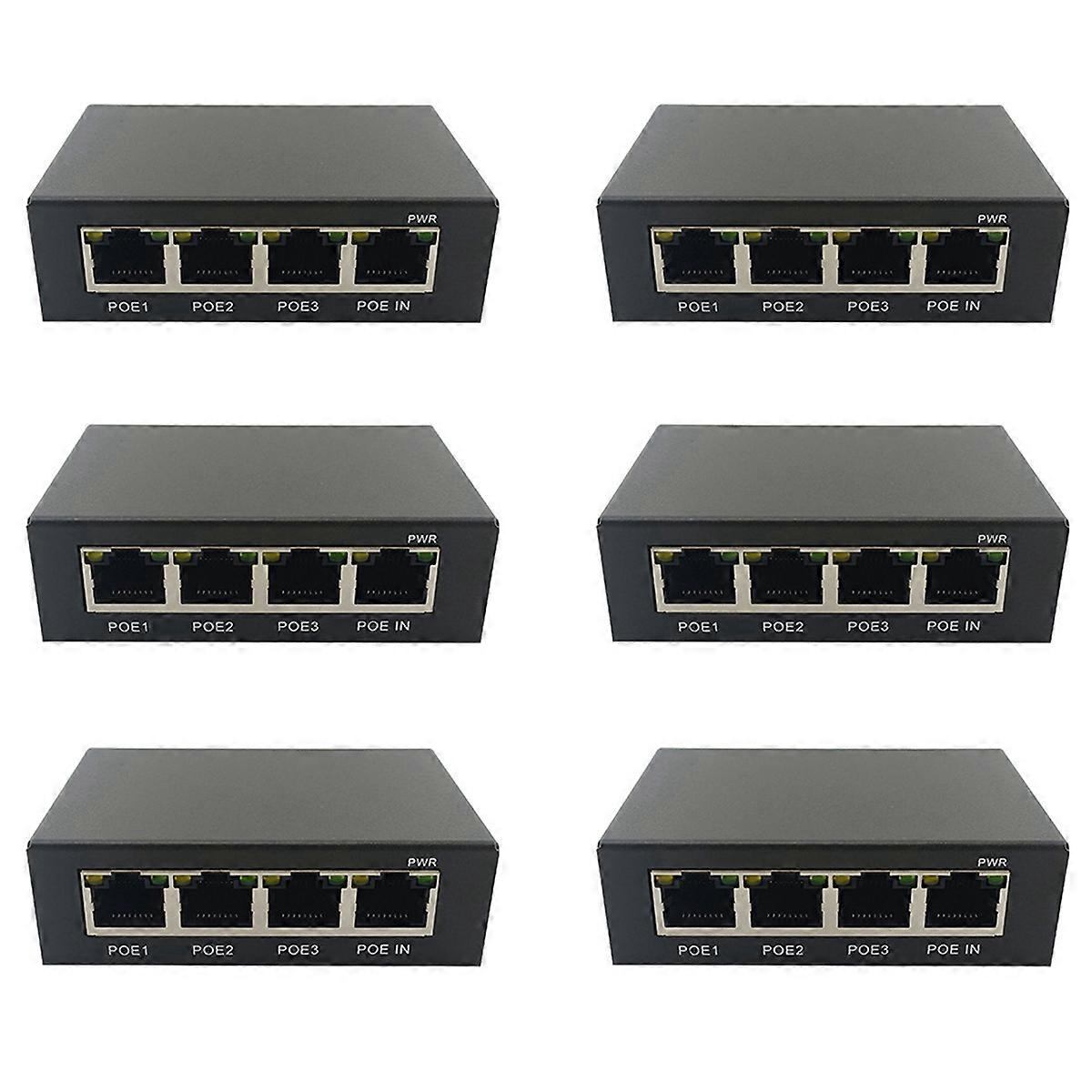 6X 4Port Gigabit POE Extender 100/1000M Network Switch Extender IEEE802.3Af/At Plug&Play for PoE Swi