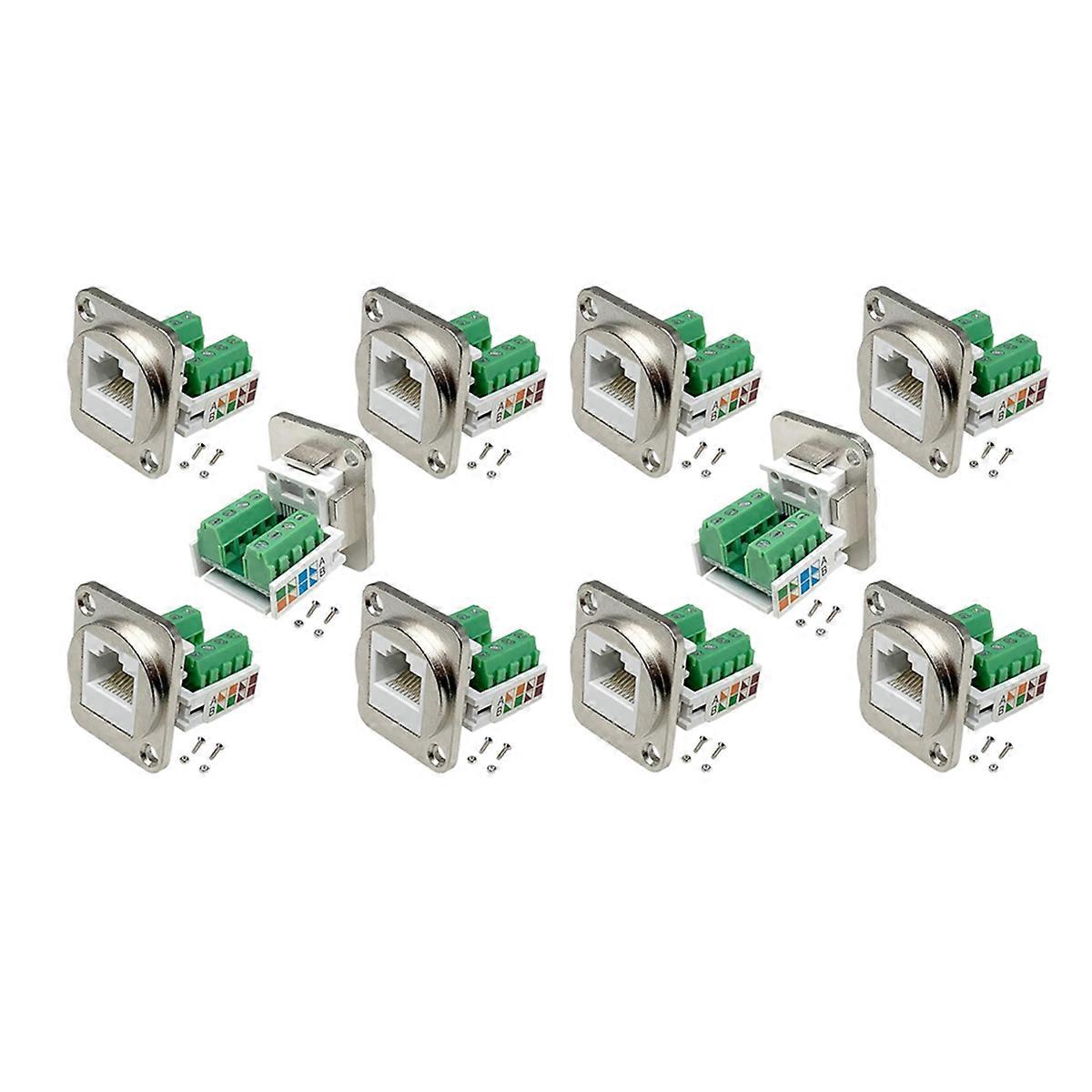 RJ45 Panel Mount Screw Terminal Adapter, RJ45/8P8C Panel Connector