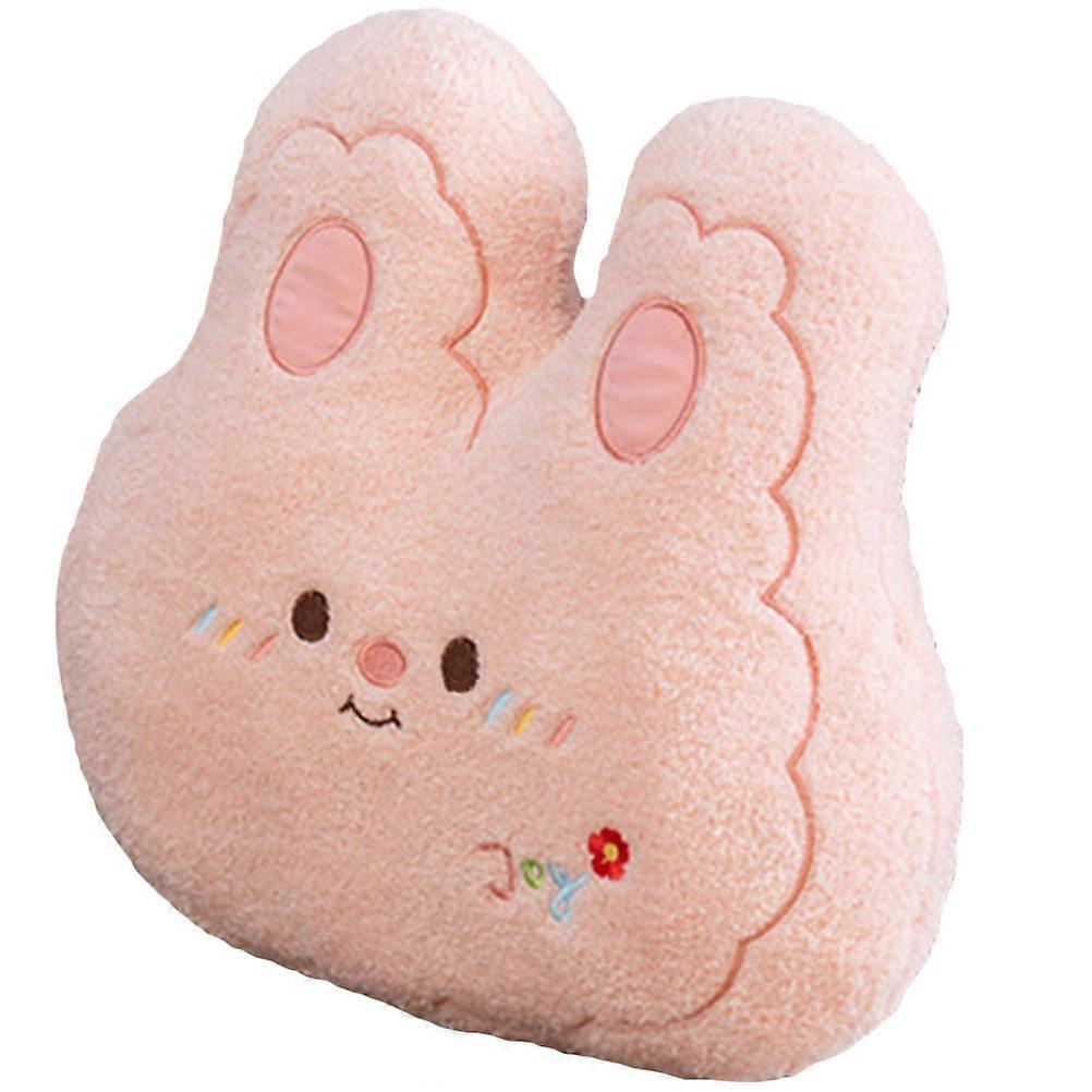 バニースロー枕愛らしいウサギぬいぐるみバッククッション家の装飾漫画ウサギの形ピンク40X35X8cmクッション1パック