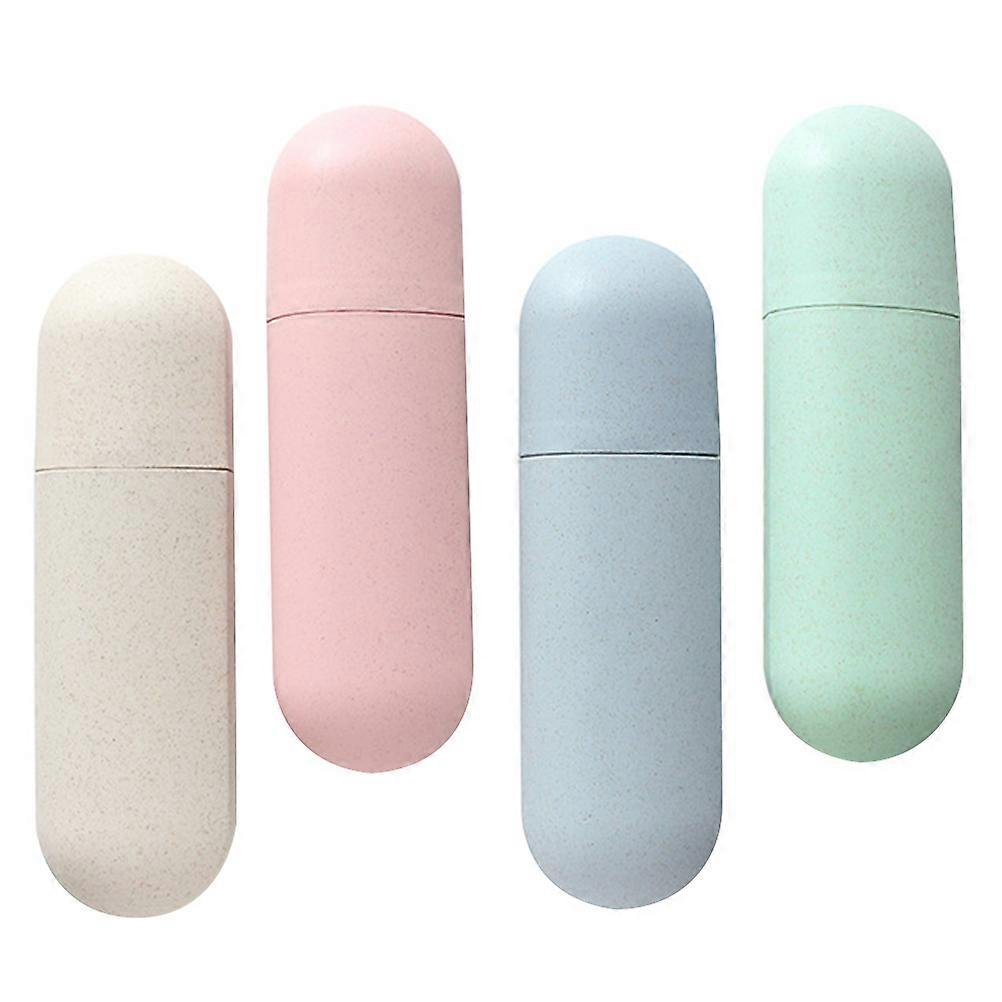 Portable Toothbrush Cases Assorted Color Travel Prevent Brush Deformation 4Pcs