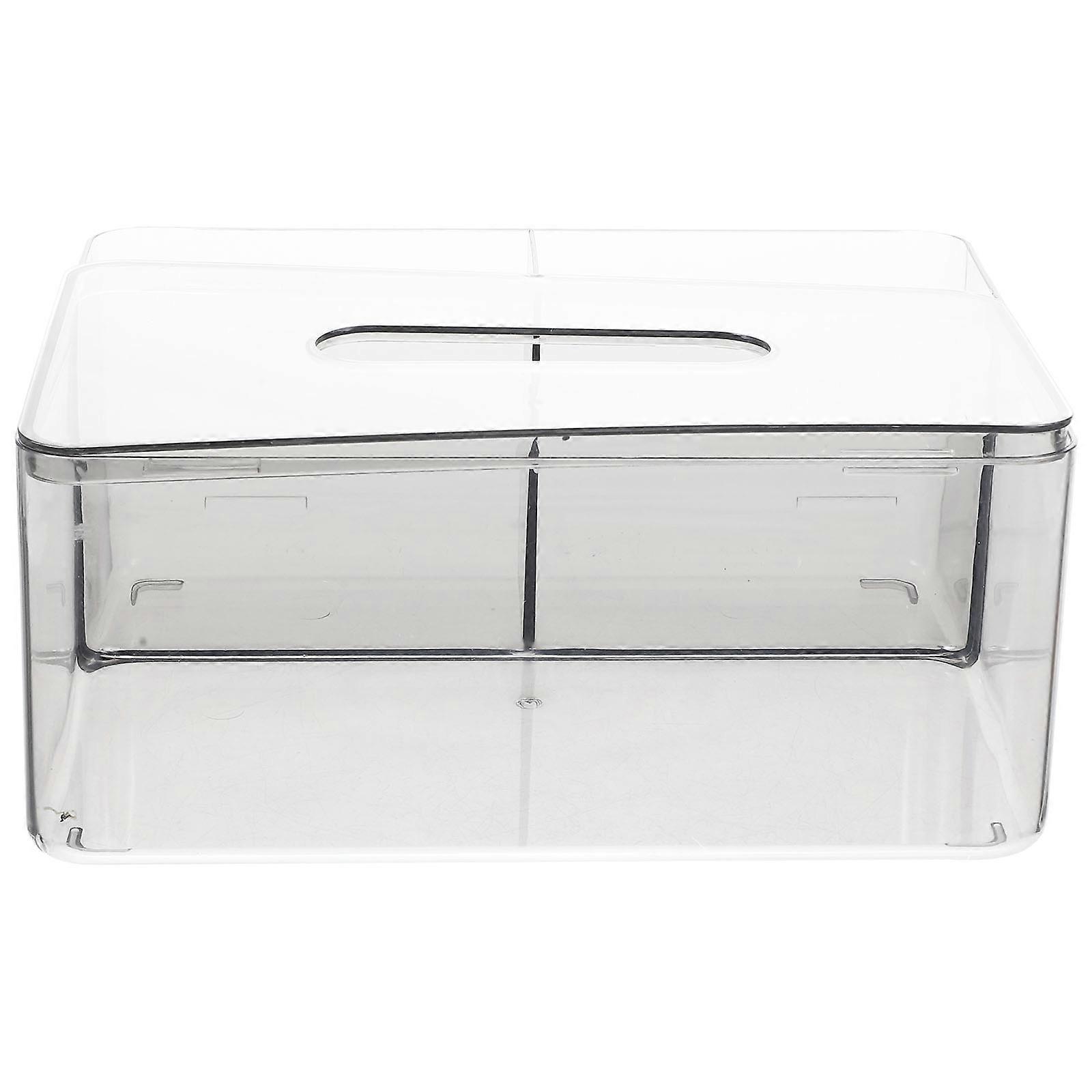 Facial Tissue Organizer Clear Tissue Dispenser Box Bathroom Accessories Rectangular Simple Style 1Pack