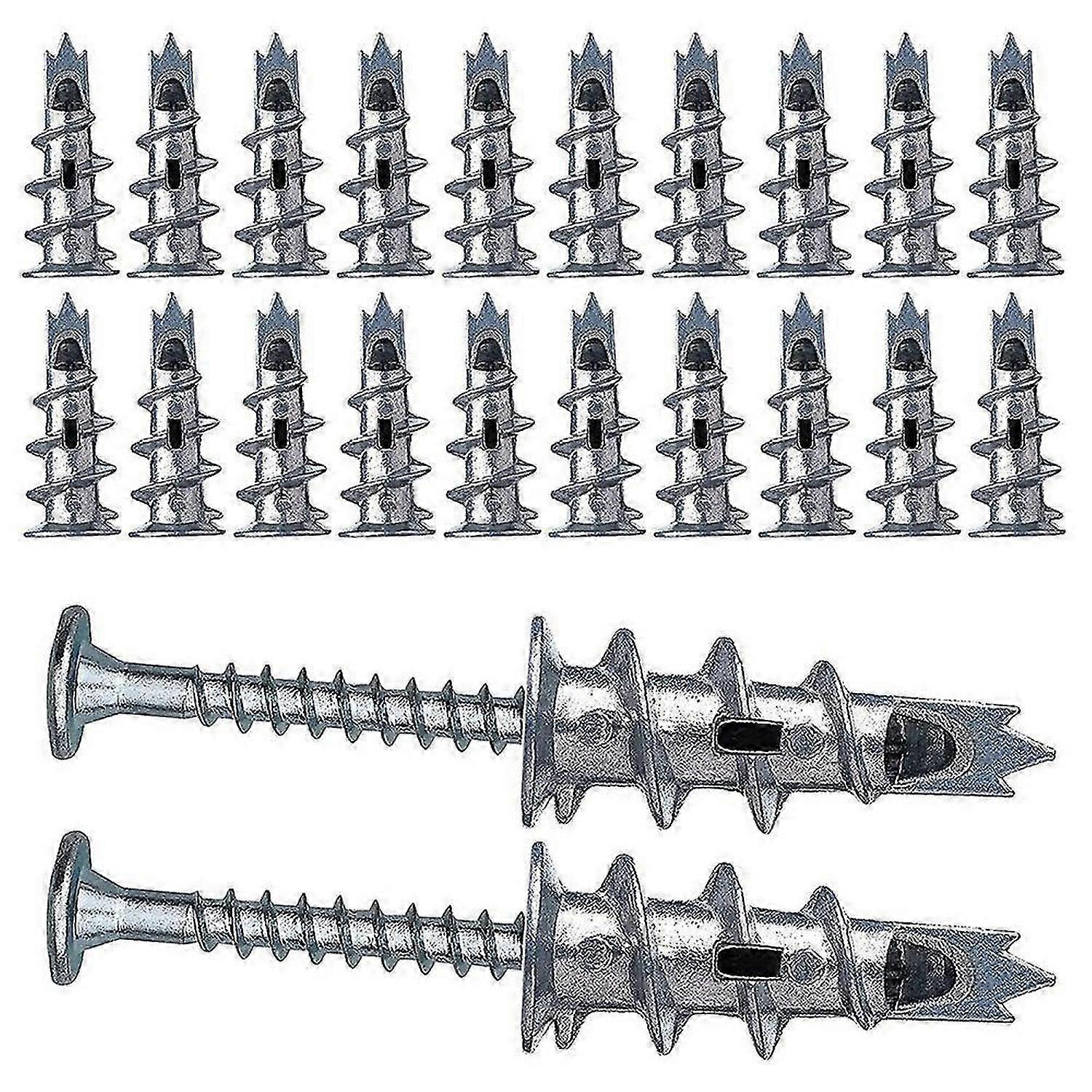 40 Pcs Metal Self Drive Anchor Plasterboard Dowels with Screws 4.5 x 35mm for Single-Layer and Doubl