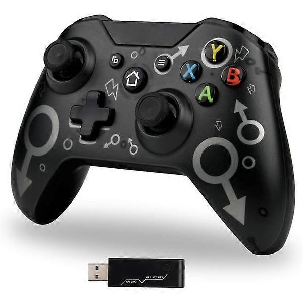 Wireless Controller für Xbox One, Xbox Controller mit 2,4 GHz Wireless Adapter, Xbox One X/S/PS3/PC (Schwarz)