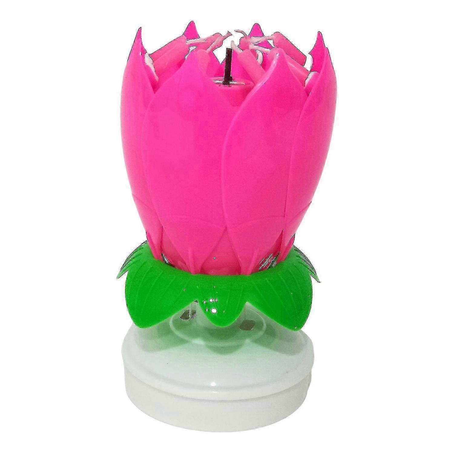 Colorful Flower Shape Flat Bottom Rotating Electronic Candle for Birthday Cake