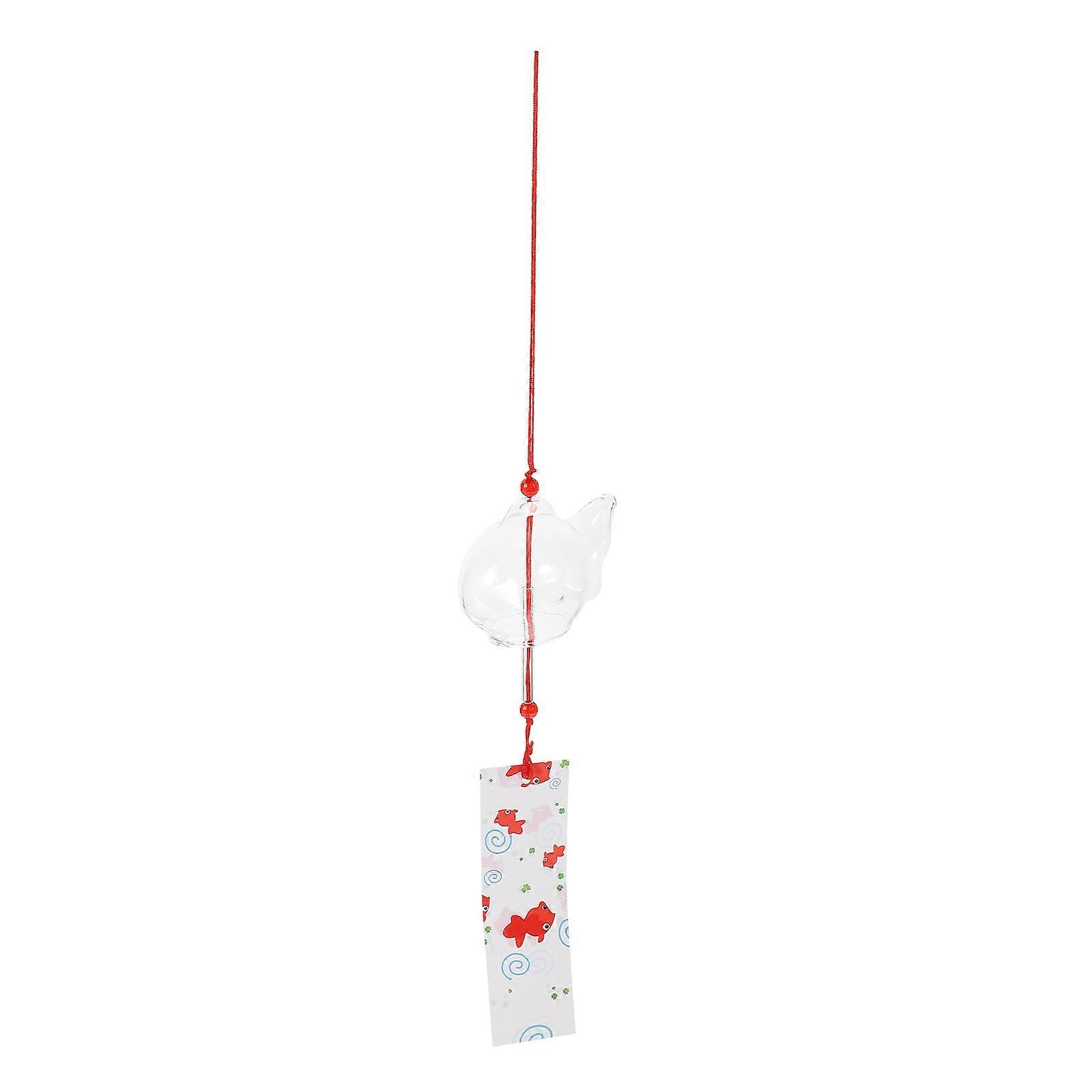 Fish Wind Chime Pendant Goldfish Glass Wind Chime Japanese Style Garden Decor 8X5.5X4.5CM Glass 1Pcs