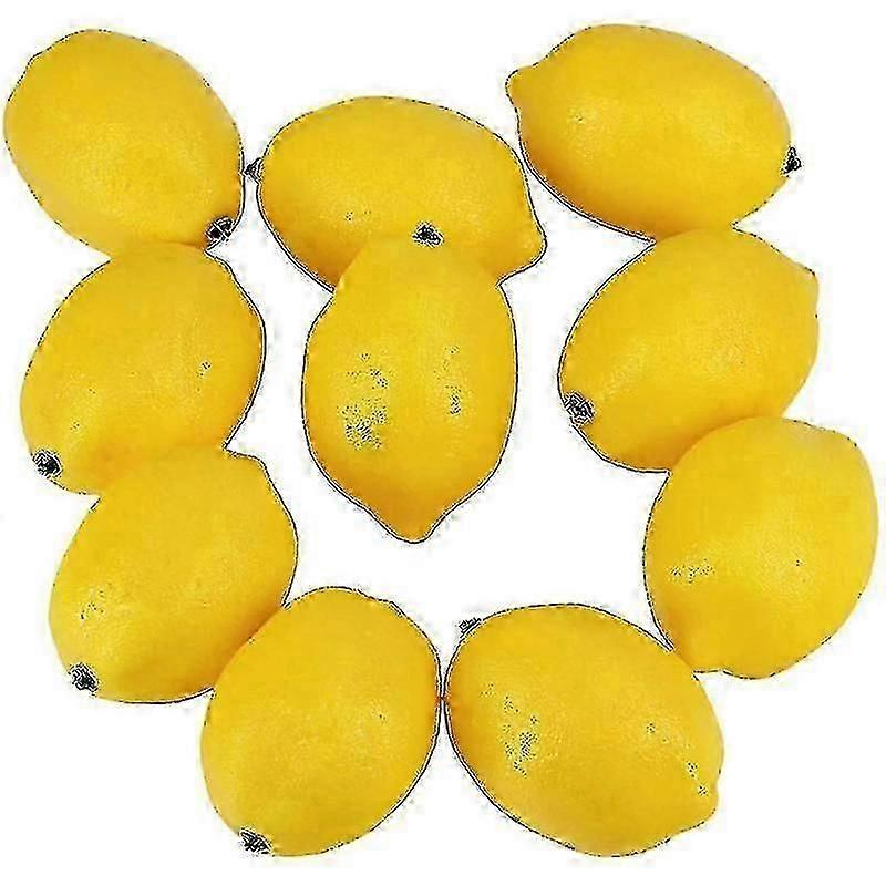 20 peças de limões artificiais, limões falsos, limões falsos, frutas amarelas, 3 polegadas de comprimento x 2 polegadas de largura