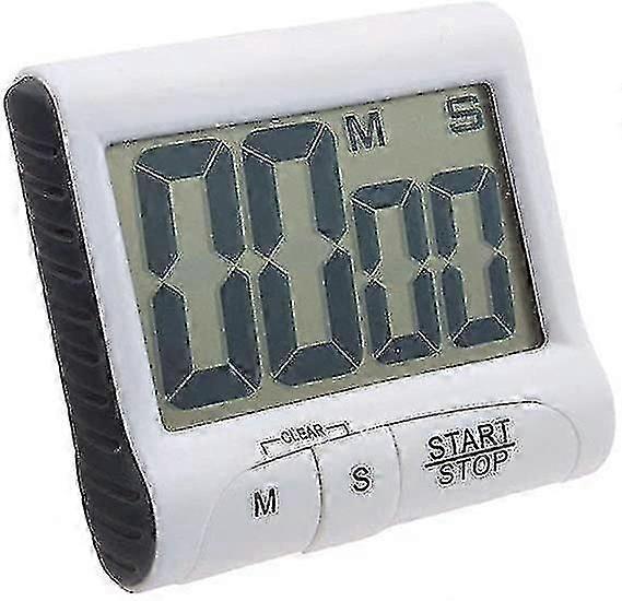 Lcd Digital Kitchen Large Digit Timer Count-down Up Clock Loud Alarm Black White (white)