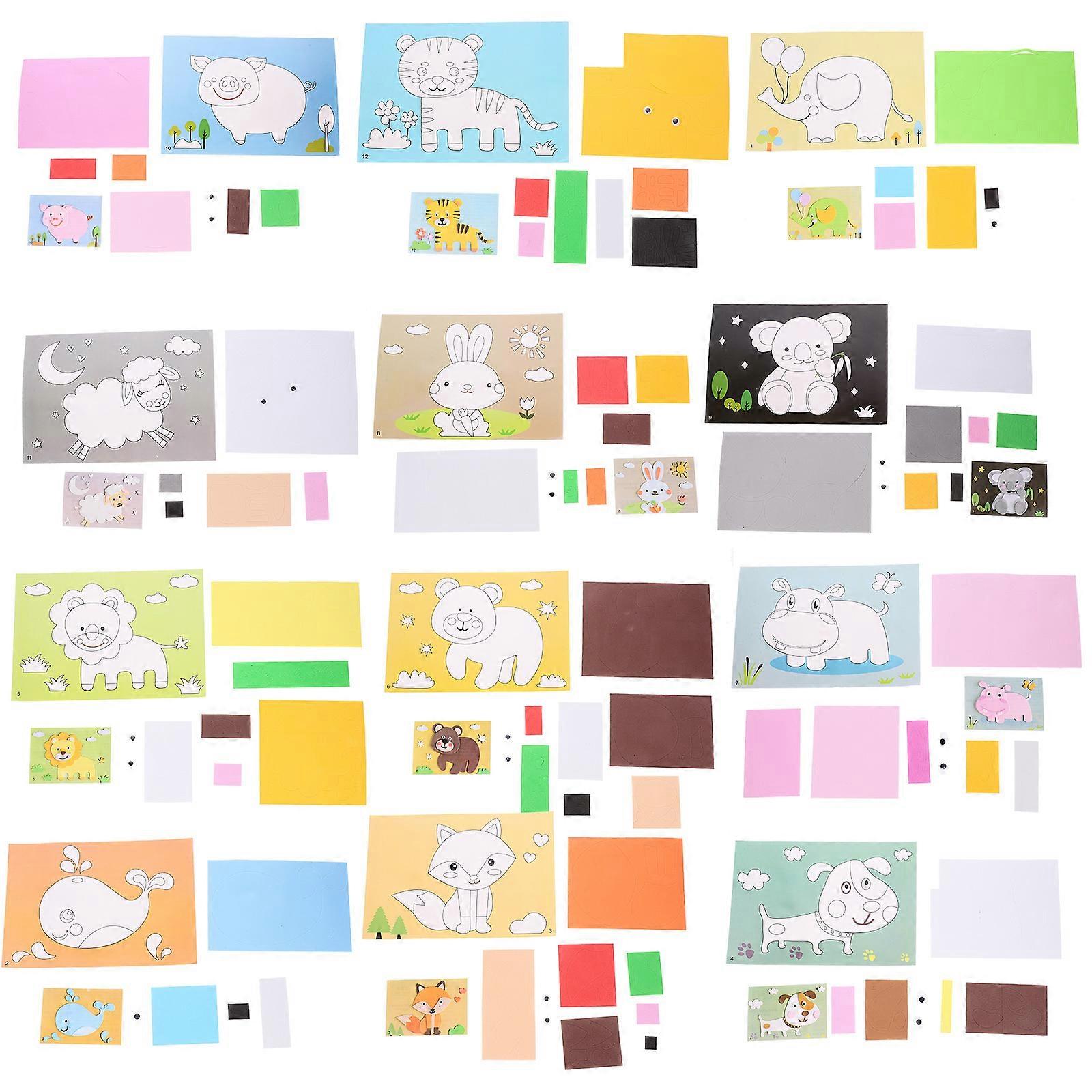 Animal Puzzle Stickers 12 Sheets Fun DIY Craft Kit for Educational Play, Enhancing Cognitive Skills and Hand Eye Coordination