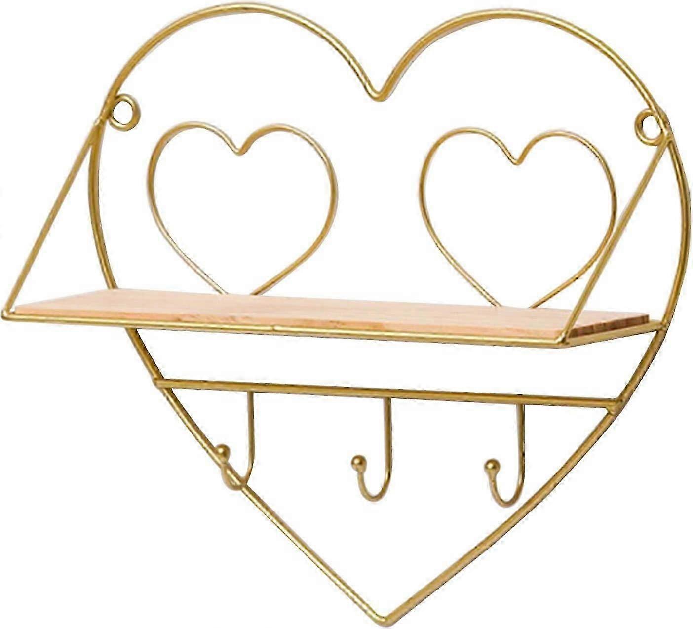 Wood and Metal Wall Shelf, Wood and Metal Wall Storage Shelf with Hooks, Industrial Floating Wa