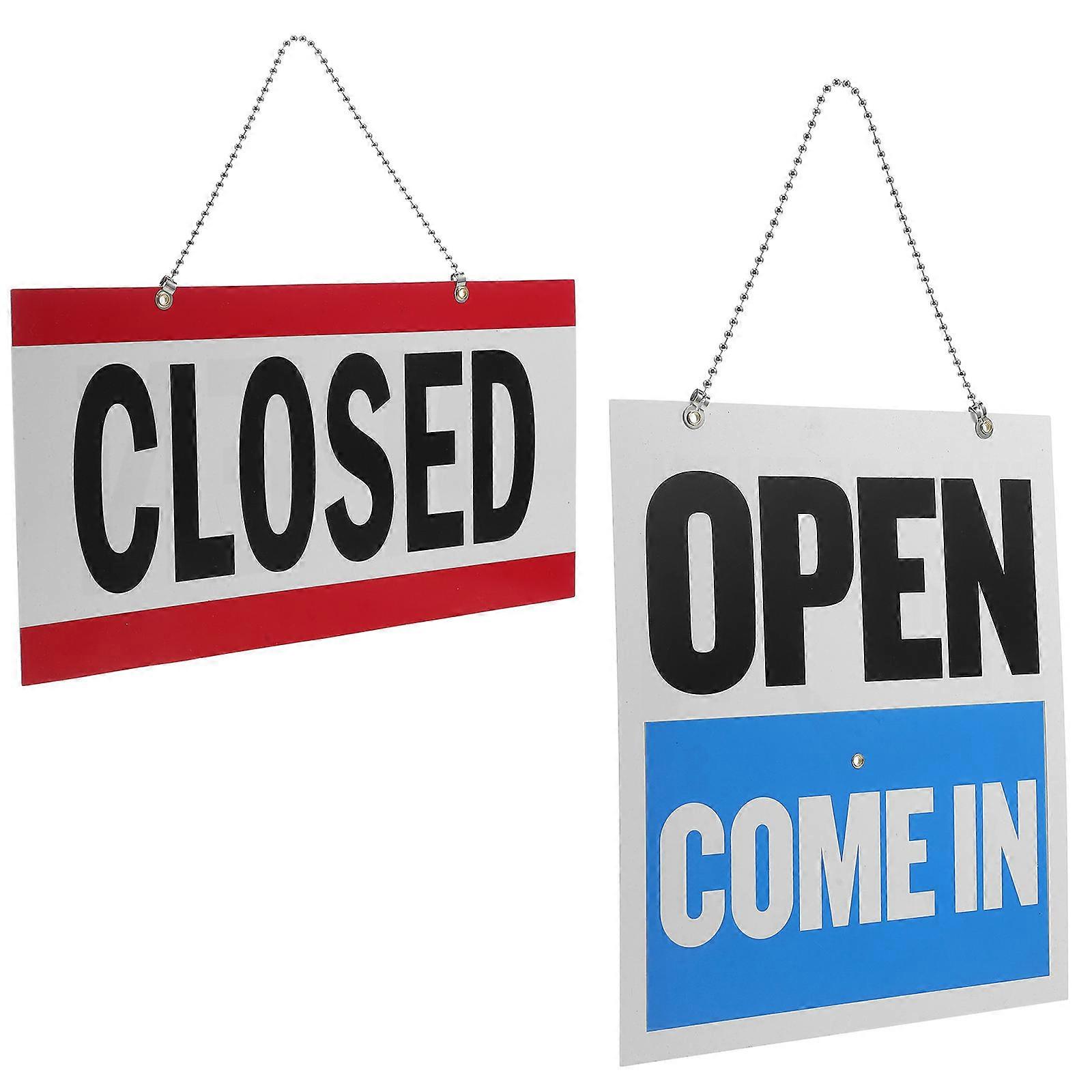 Open Closed Hanging Sign Double Sided Door Sign Business Hours Display Home Use Assorted Color 29.00X15.00X0.05CM Waterproof Reusable 2Pcs