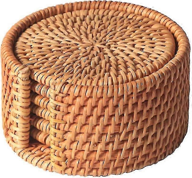 2024 6 Piece Round Rattan Trivet Set Water Hyacinth Armor Suitable for Kungfu Dinnerware Accessories Decor