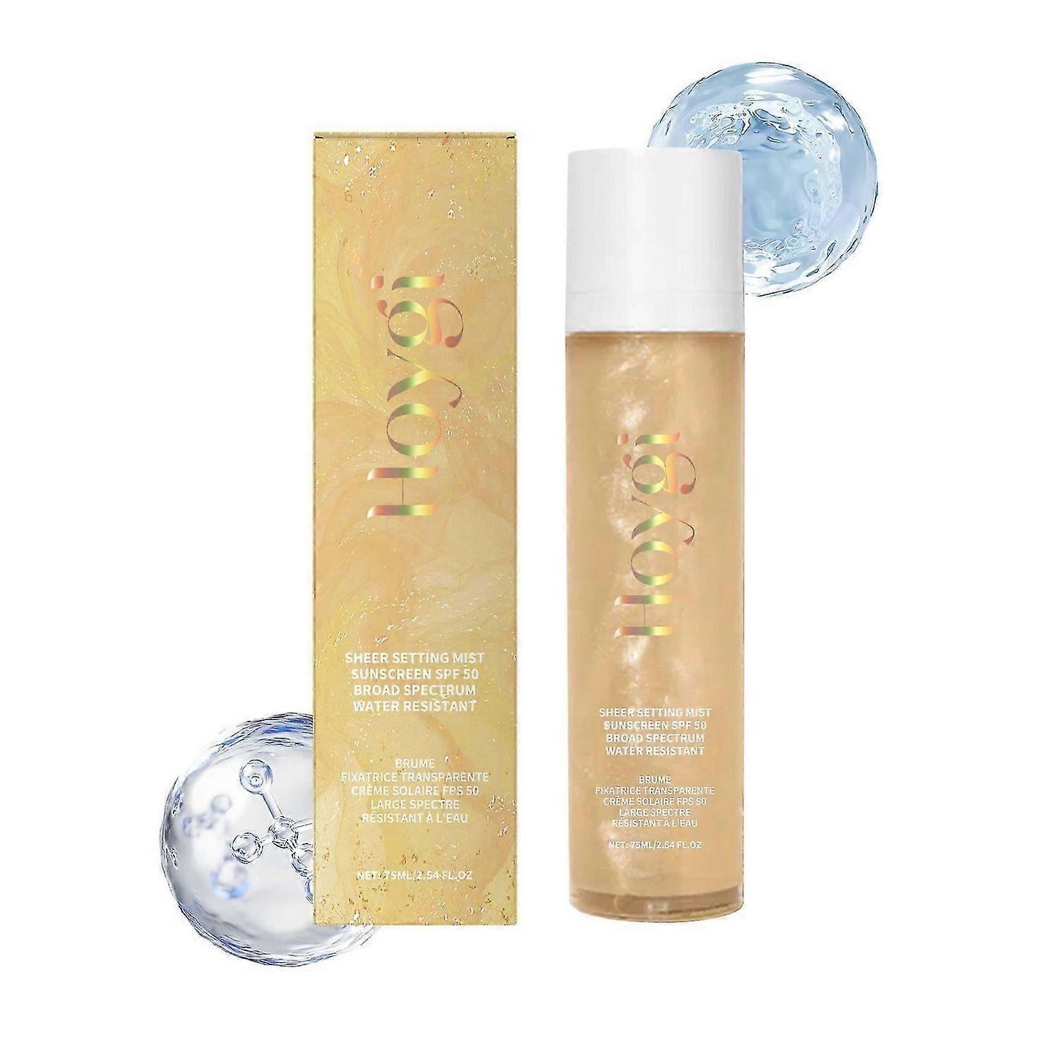 Sunglaze Sheer Setting Mist Sunscreen SPF 50, Broad Spectrum Shimmering Body Oil Mist, Hydrating Makeup-Friendly Glow Spray, Non-Greasy & Fast-Absorbi