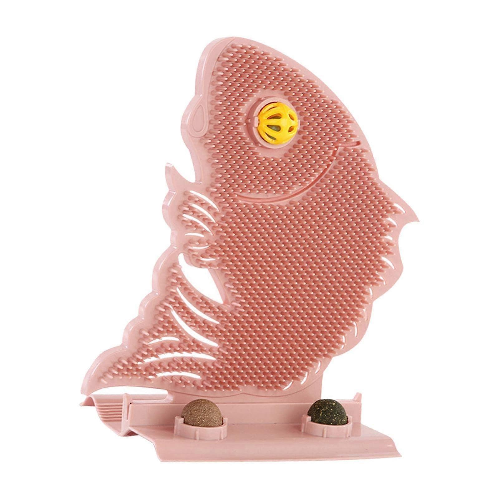 Pet Self-Groomer In Fish Shape With Catnip Comb For Self-Care Pink Pet Grooming Tool