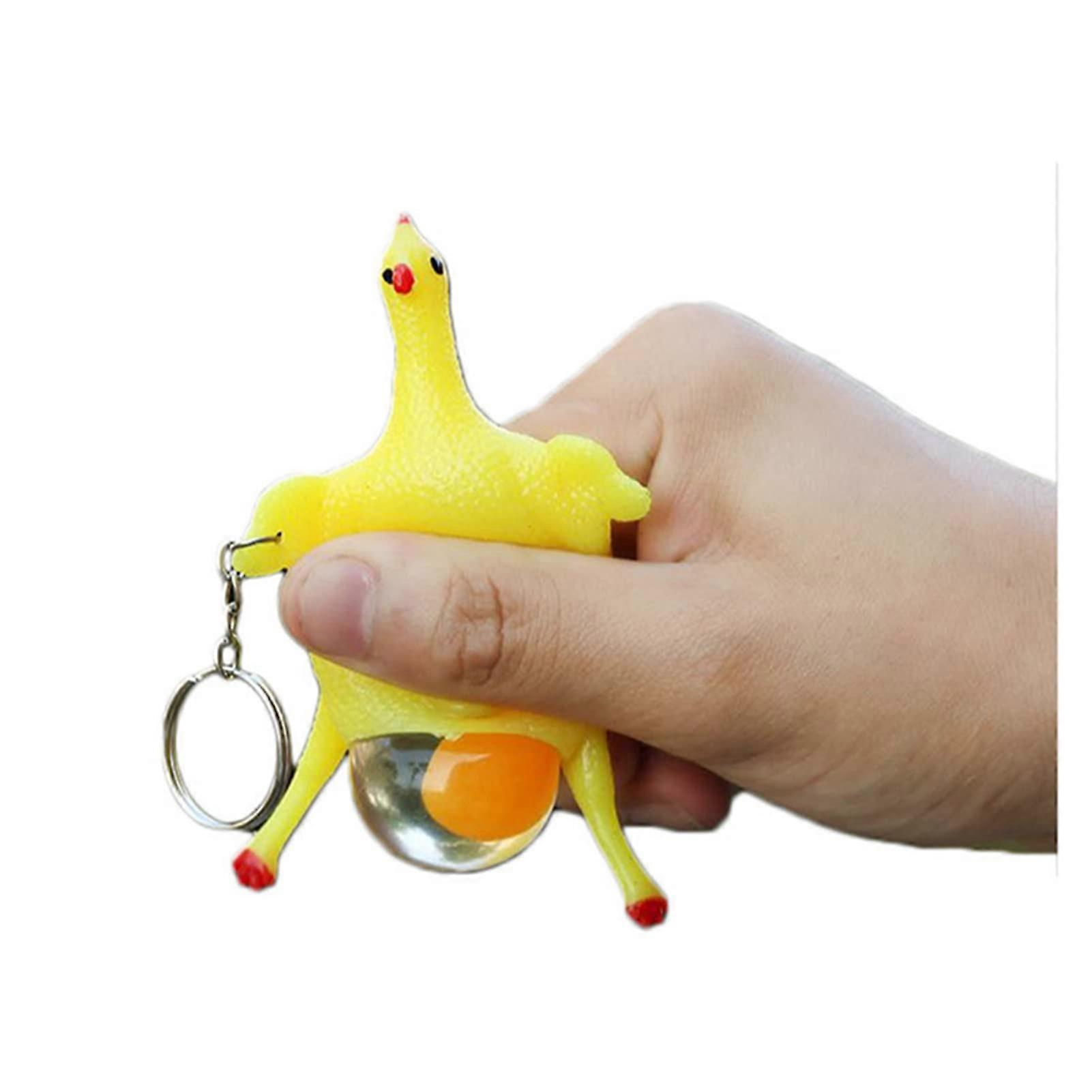 Creativo ChickenShaped Squeeze Toy Stress Relief Portachiavi Compleanno Gomma morbida